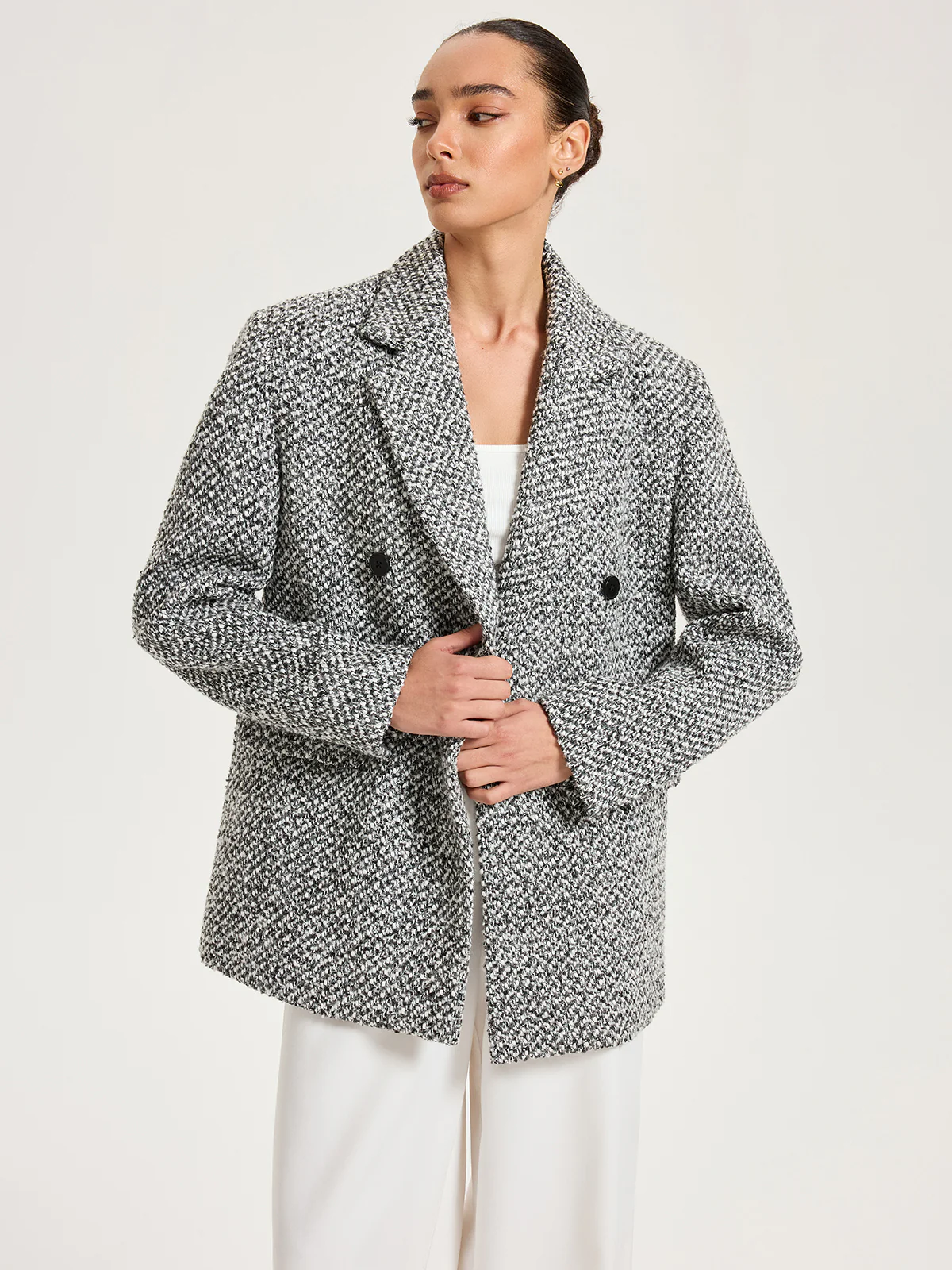 Wool-Blend Tweed Double-Breasted Blazer - Wholesalesil