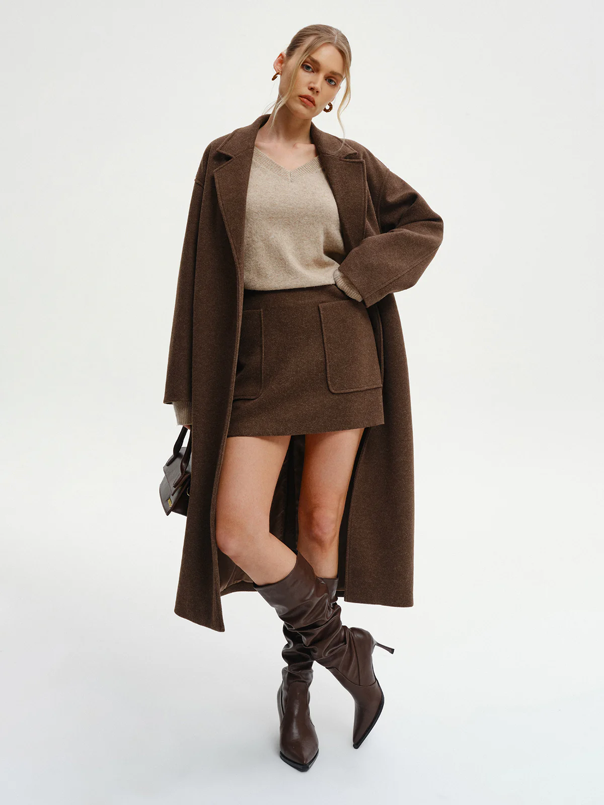 Oversized Tweed Long Coat - Wholesalesil