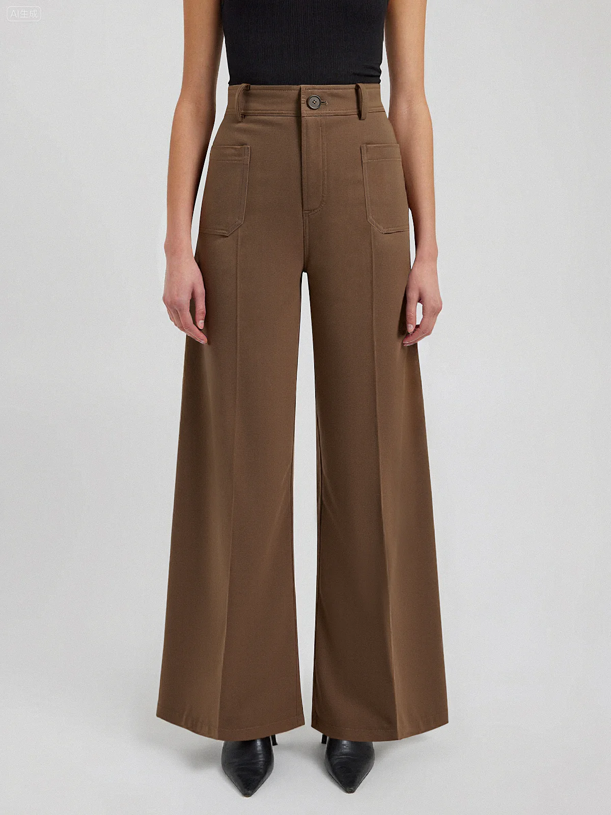 Cotton Mid-Waist Wide-Leg Pants - Wholesalesil