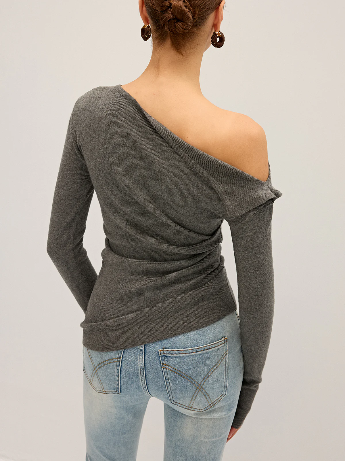 One Shoulder Ribbed Knit Top - Wholesalesil