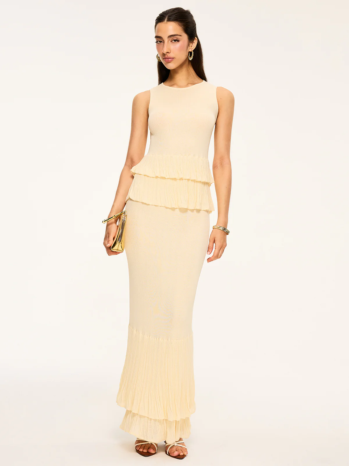 Pleated Hem Maxi Skirt - Wholesalesil