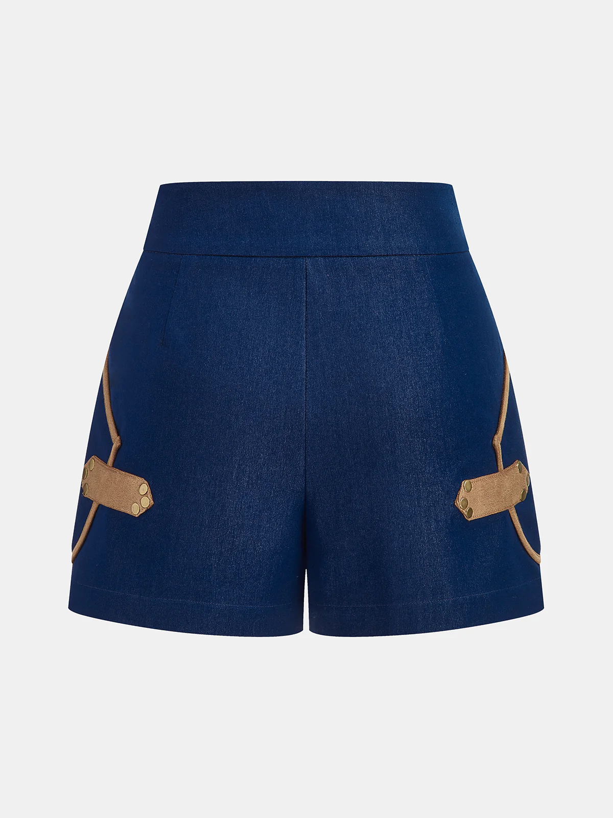 Belted Leather Trim Shorts - Wholesalesil