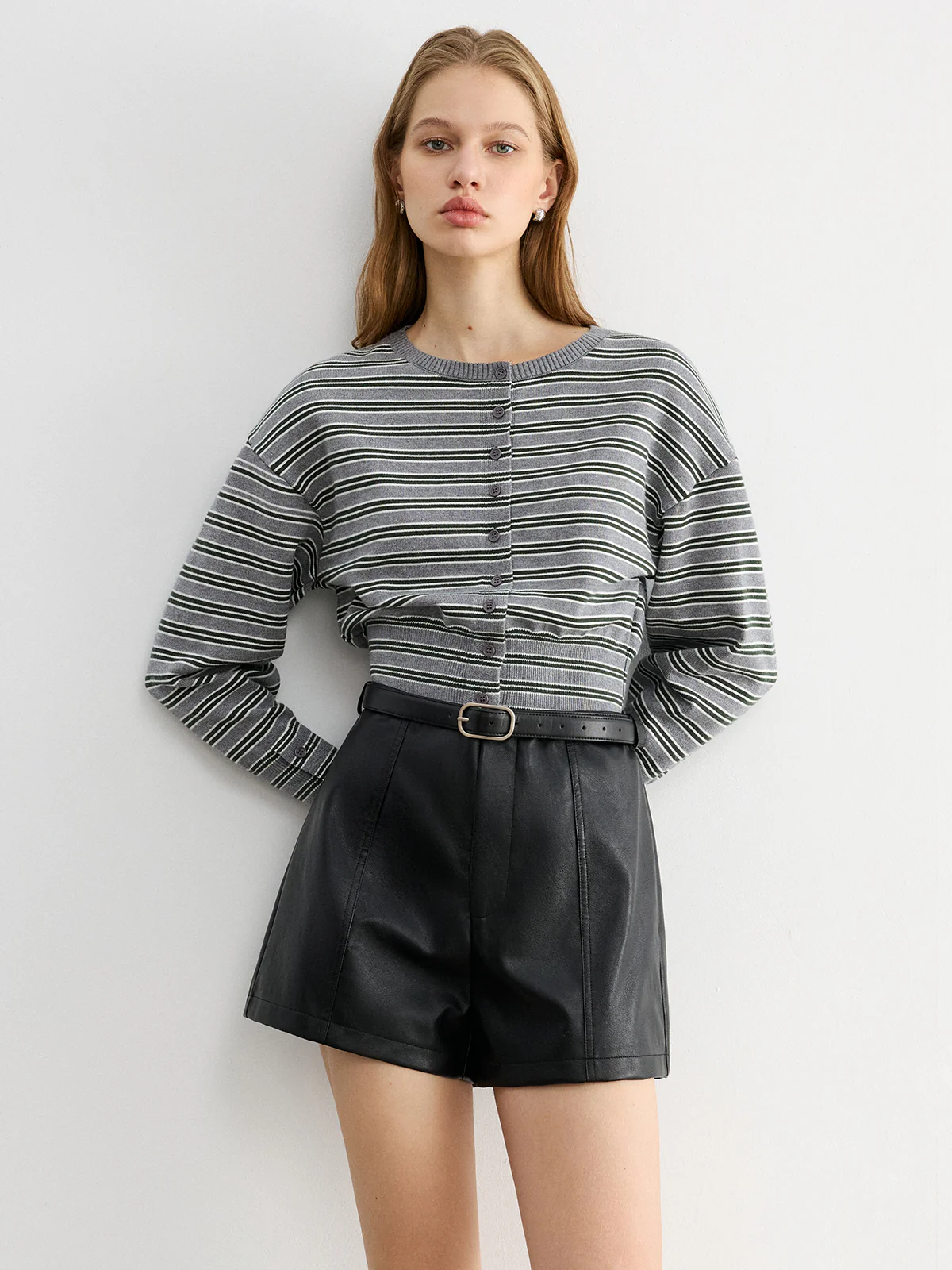 Faux Leather Belted Shorts - Wholesalesil