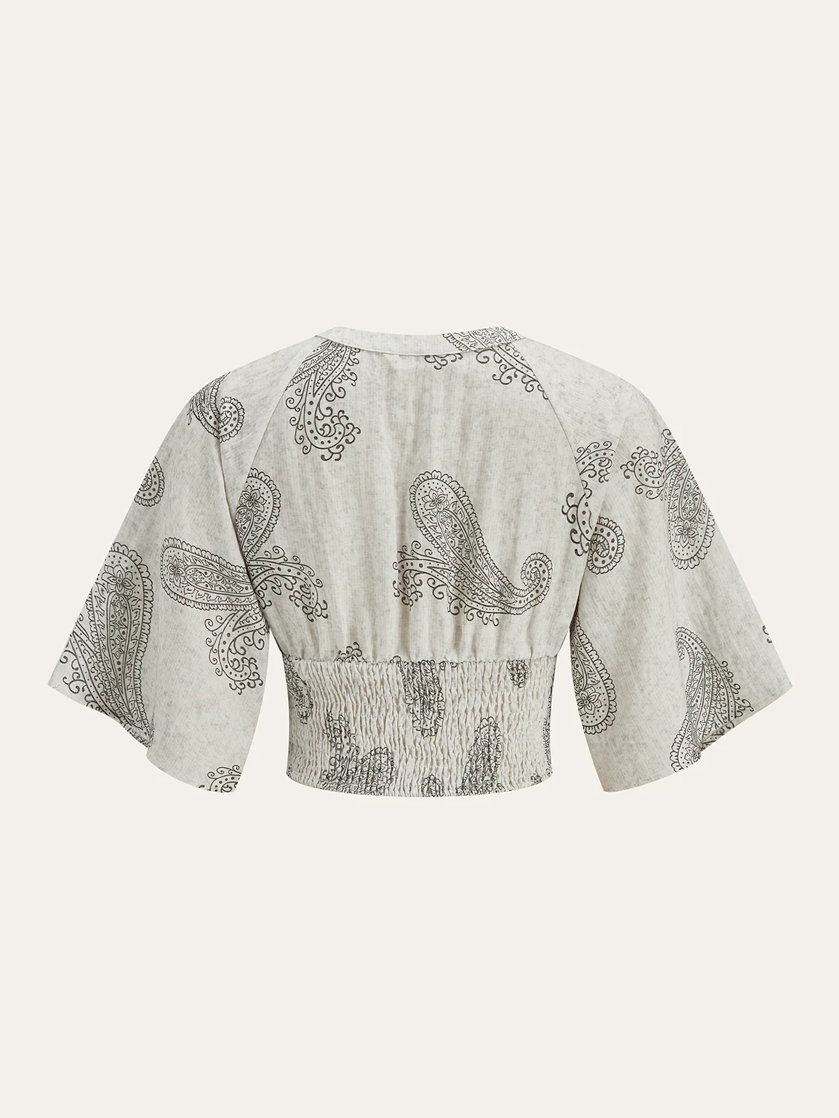 Boho Print Ruched Crop Top - Wholesalesil