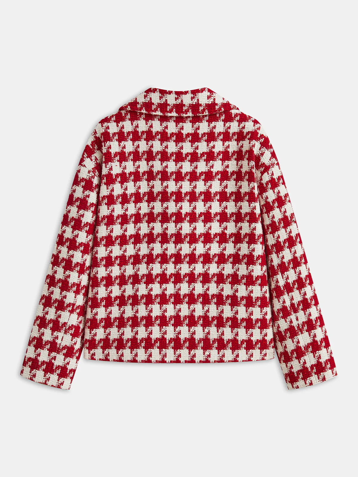 Houndstooth Tweed Double-Breasted Blazer - Wholesalesil