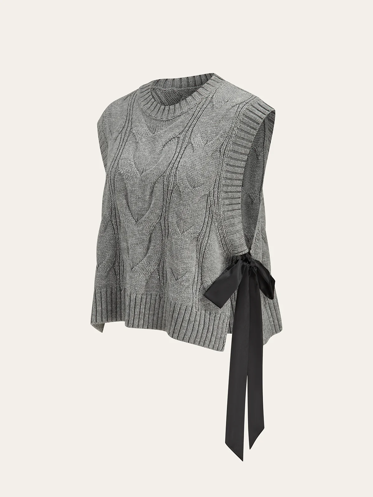 Dual-Sided Bow Cable-Knit Vest - Wholesalesil