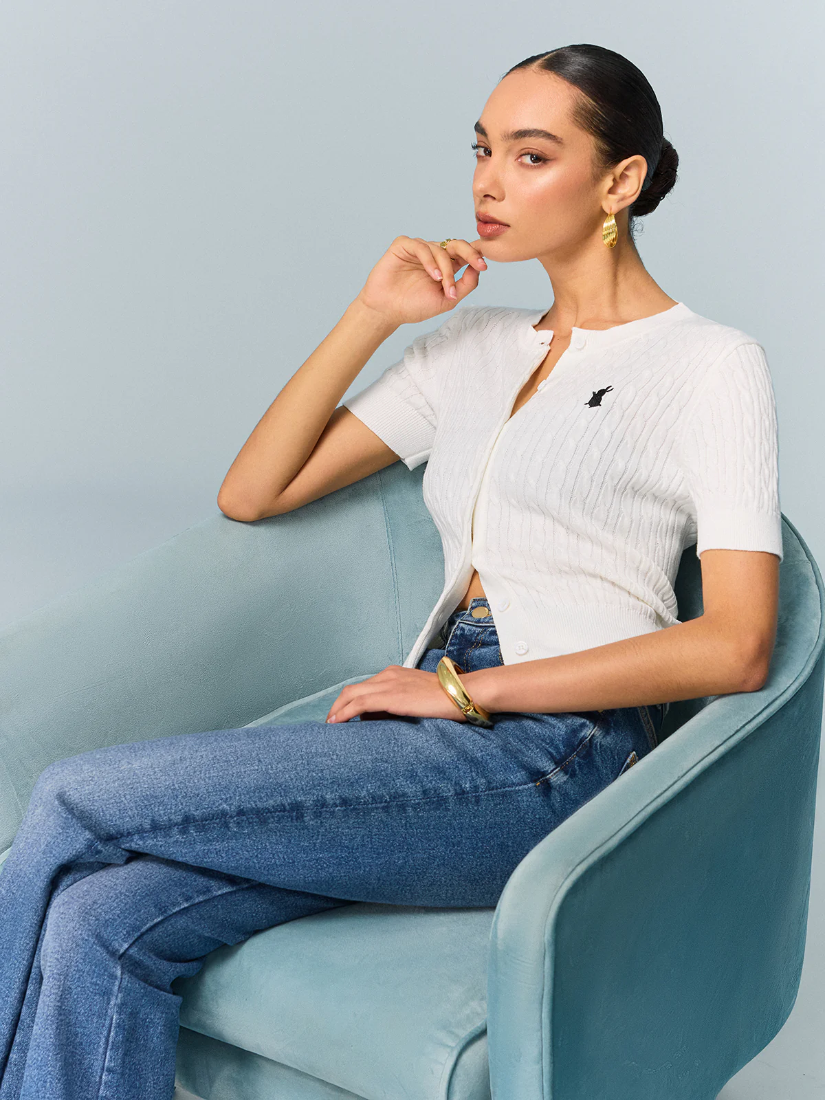 Cable Knit Short Sleeve Top - Wholesalesil