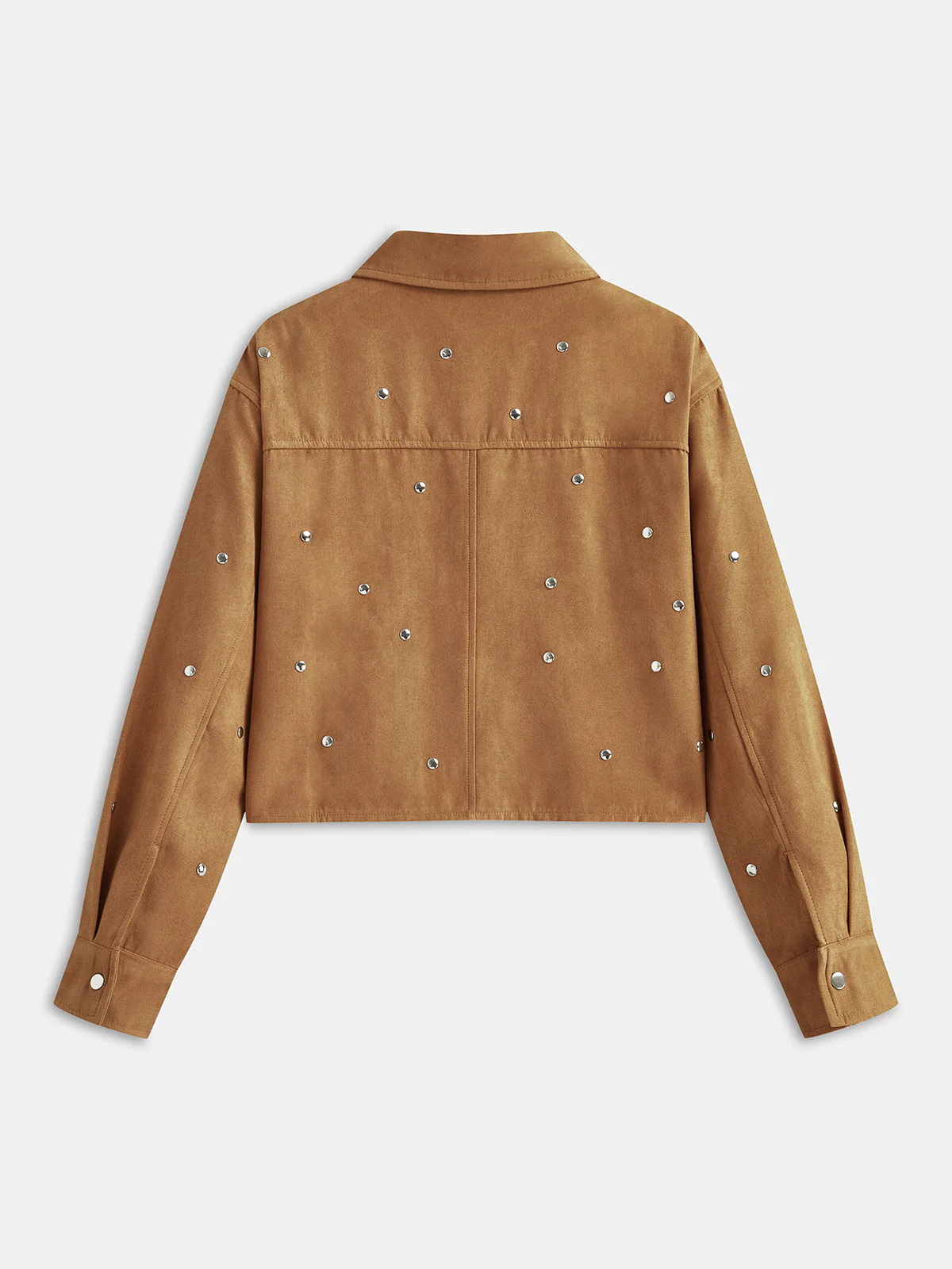 Studded Suede Effect Zipper Jacket - Wholesalesil