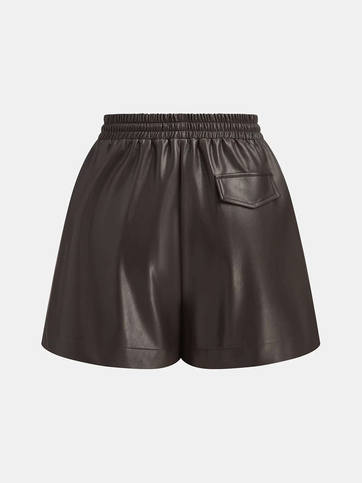 Faux Leather Drawstring Elastic Waist Shorts - Wholesalesil