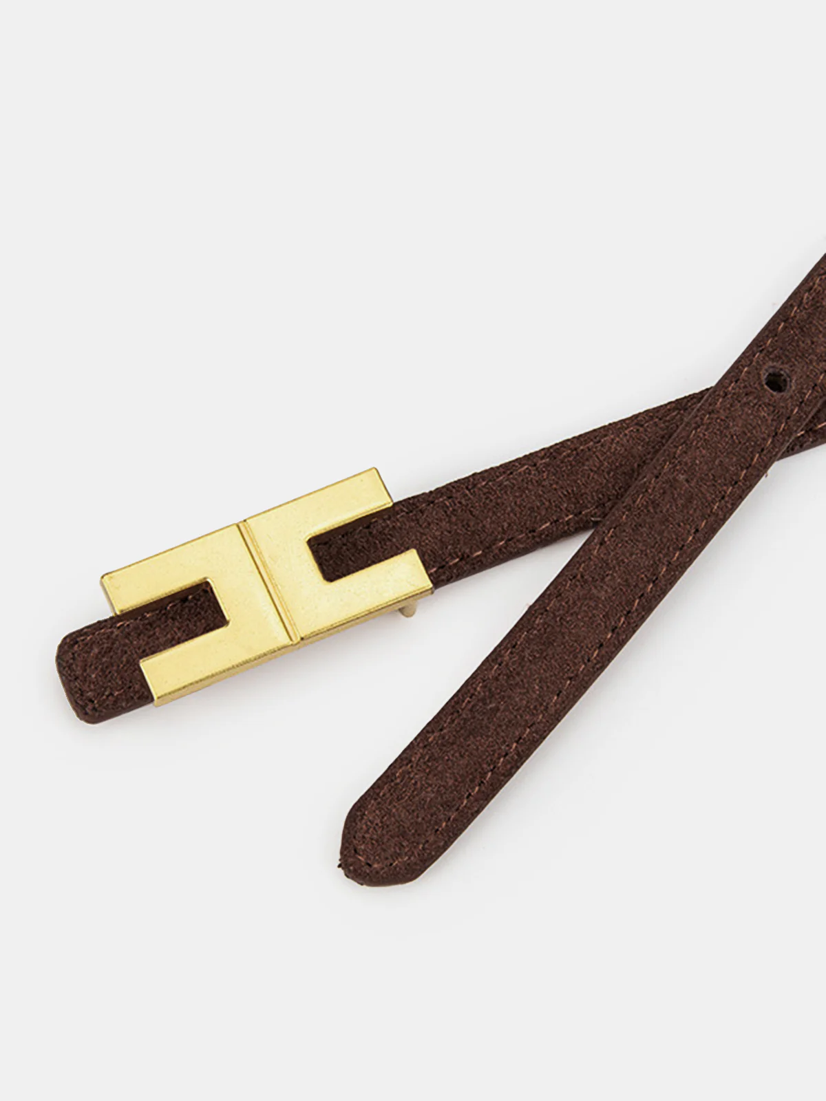 Geometric Buckle Faux Suede Belt - Wholesalesil