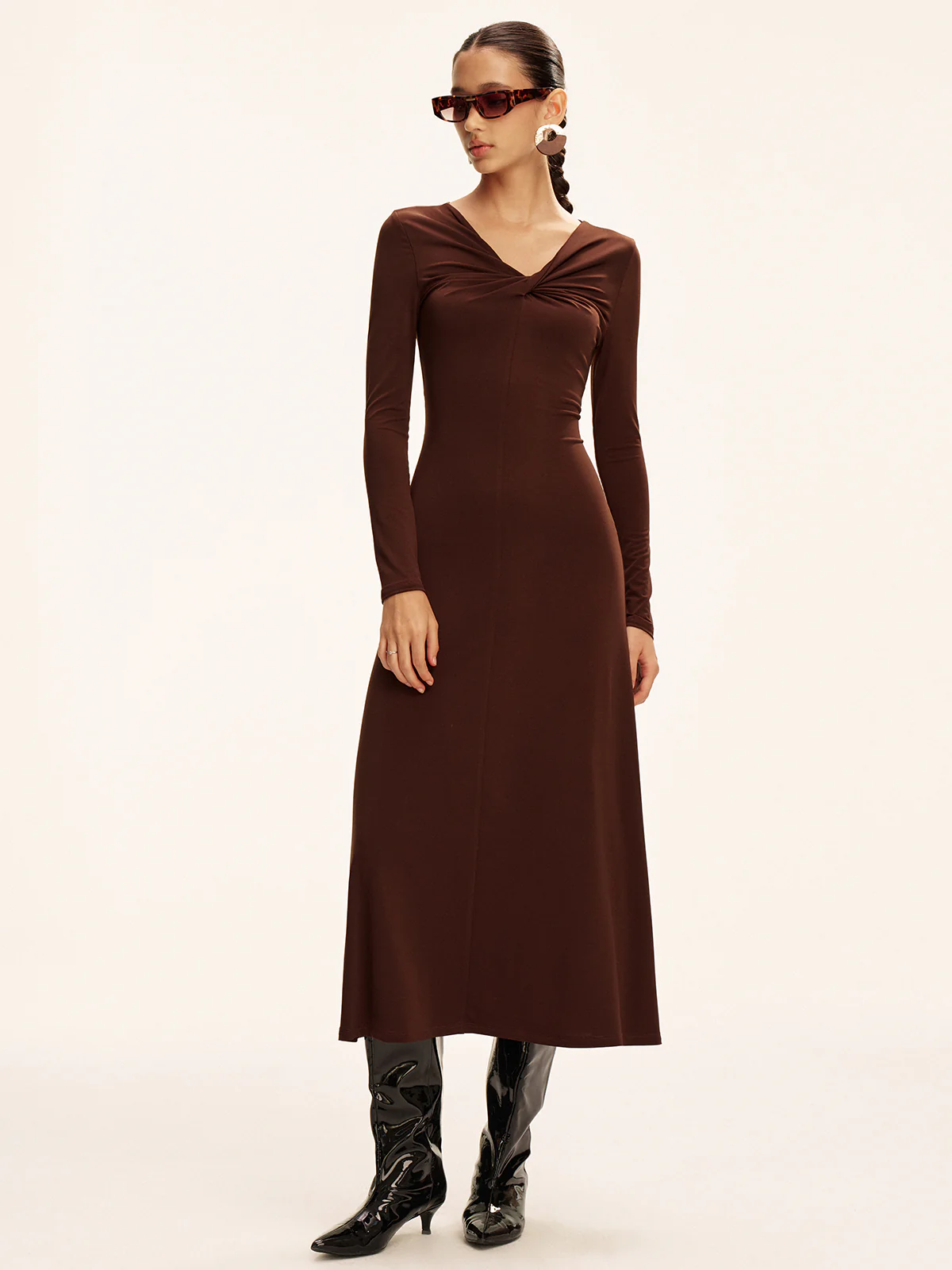 Twist Long Sleeve Maxi Dress - Wholesalesil