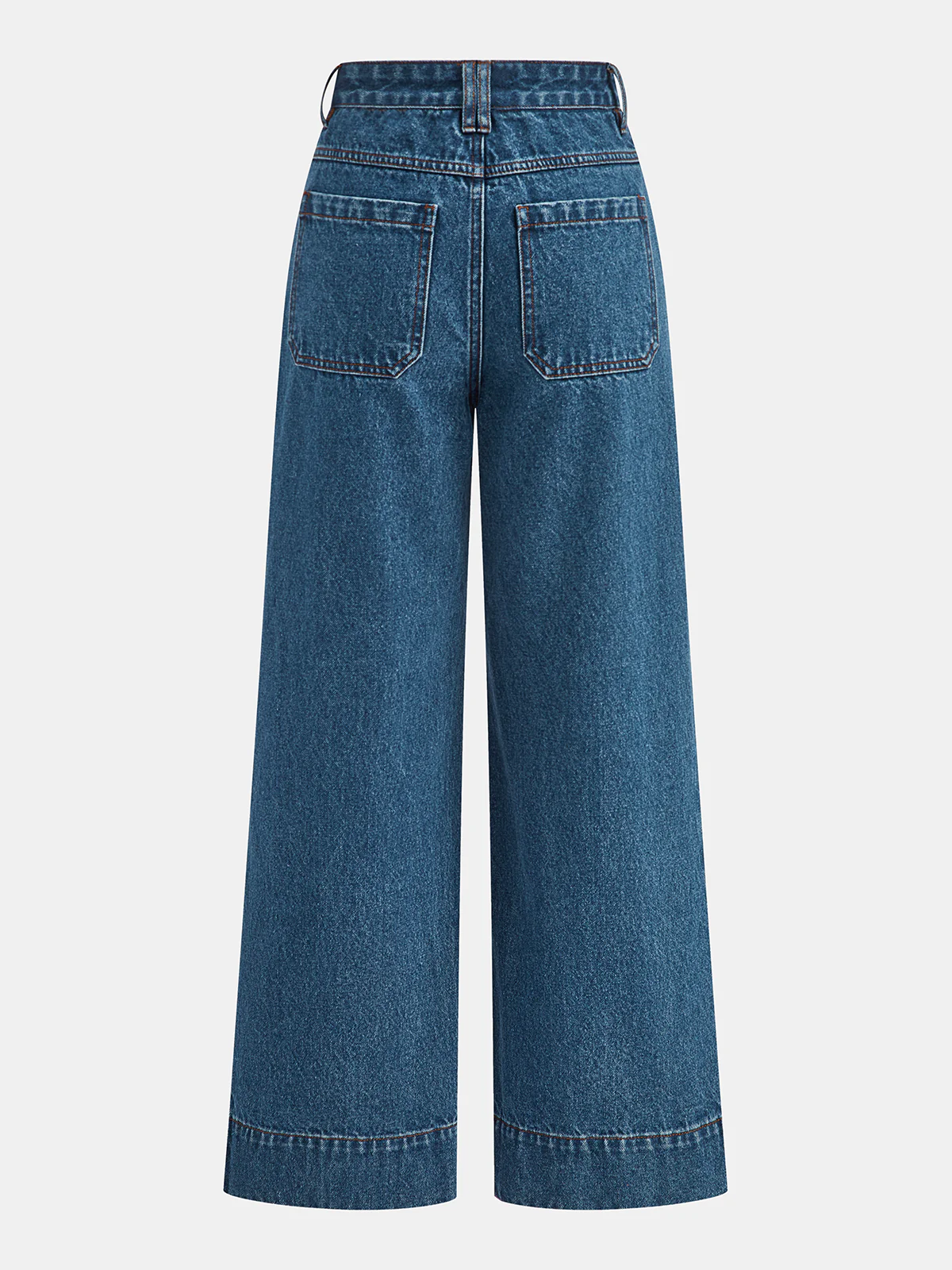 Denim Mid-Waist Wide-Leg Jeans - Wholesalesil