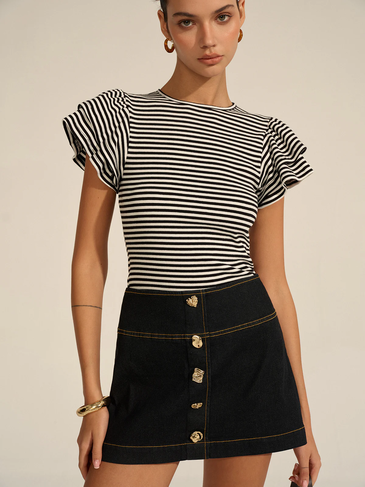 Striped Ribbed Top - Wholesalesil