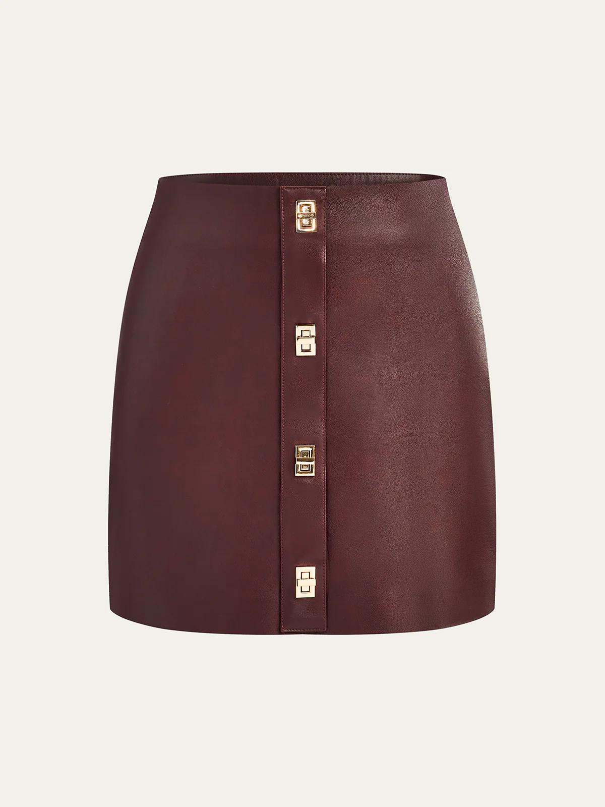 PU Leather Metal Detail Mini Skirt - Wholesalesil