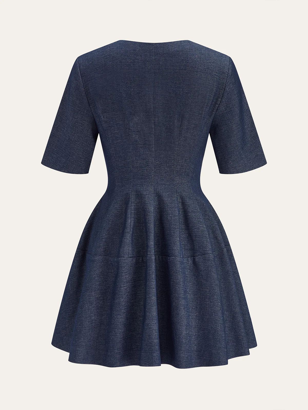 Denim Short Sleeved Zip-Front Mini Dress - Wholesalesil