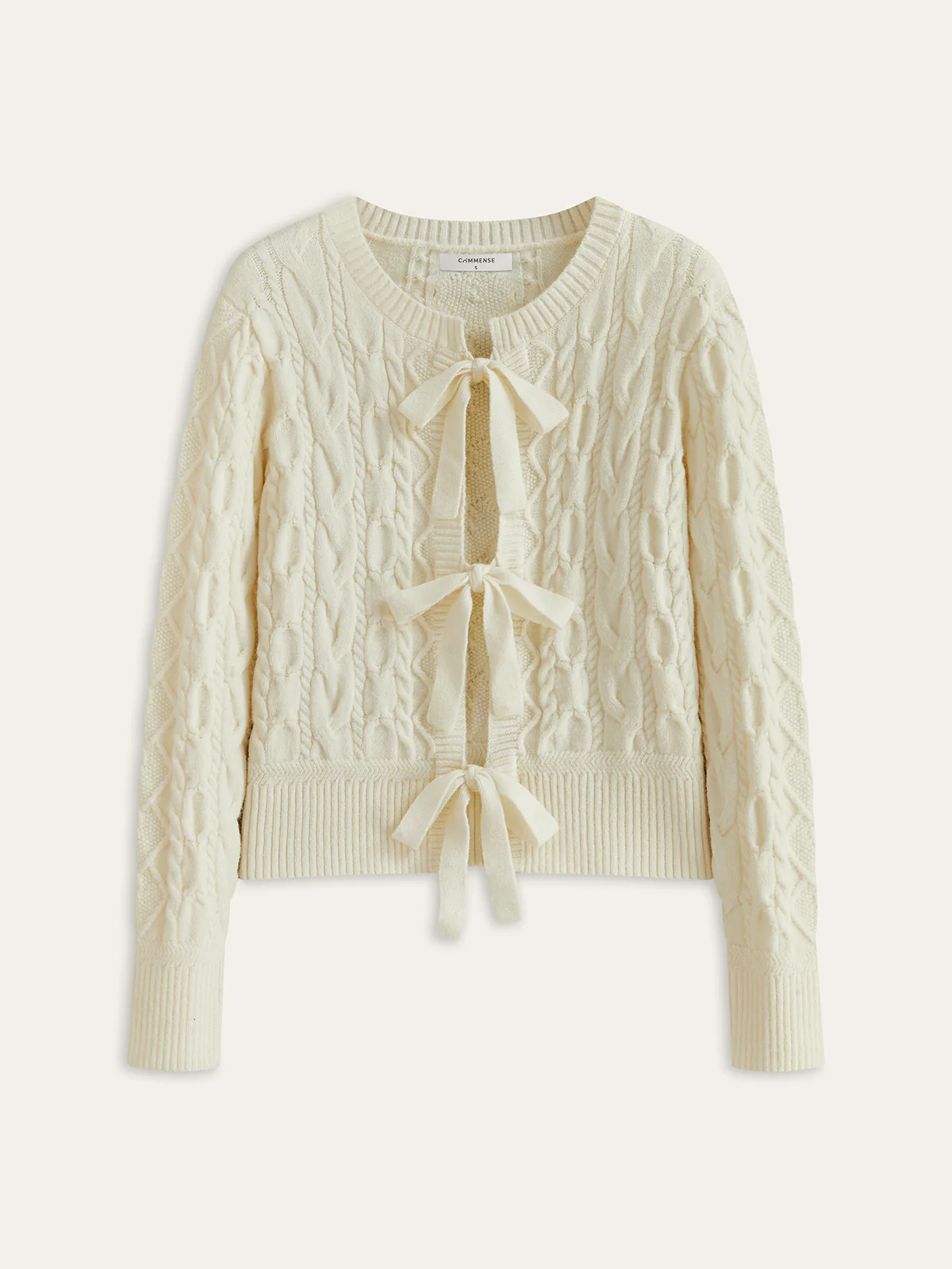 Bow Tie Cable Knit Cardigan - Wholesalesil