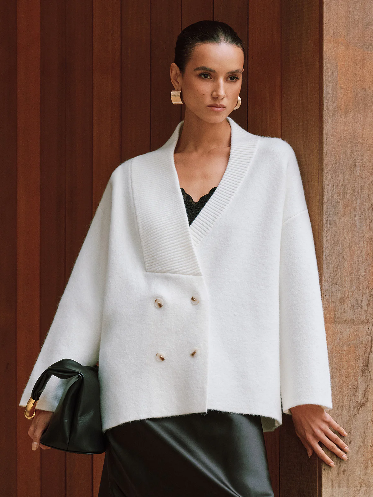 Double-Breasted Oversized Cardigan - Wholesalesil