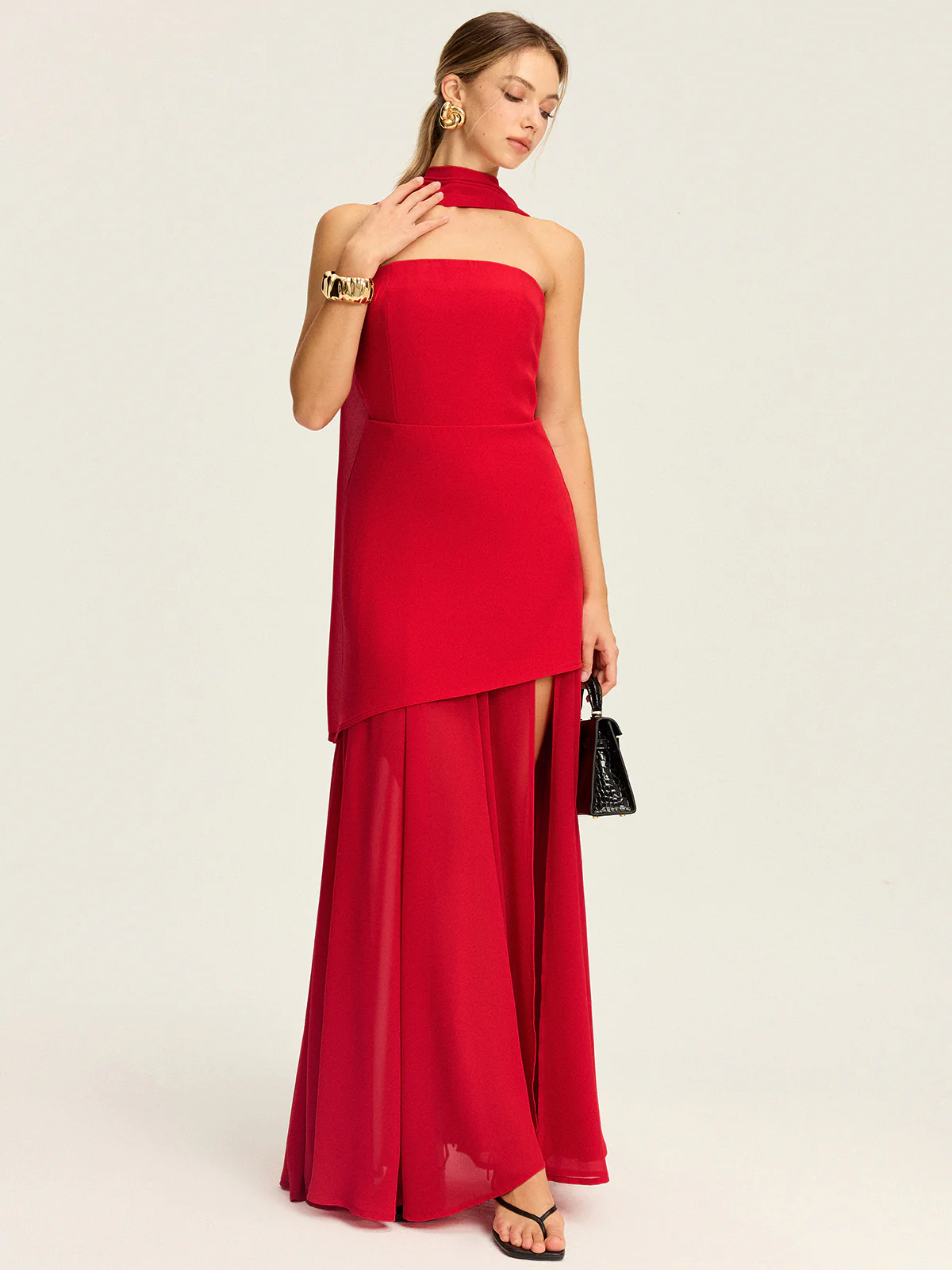 Strapless High-Slit Maxi Dress - Wholesalesil