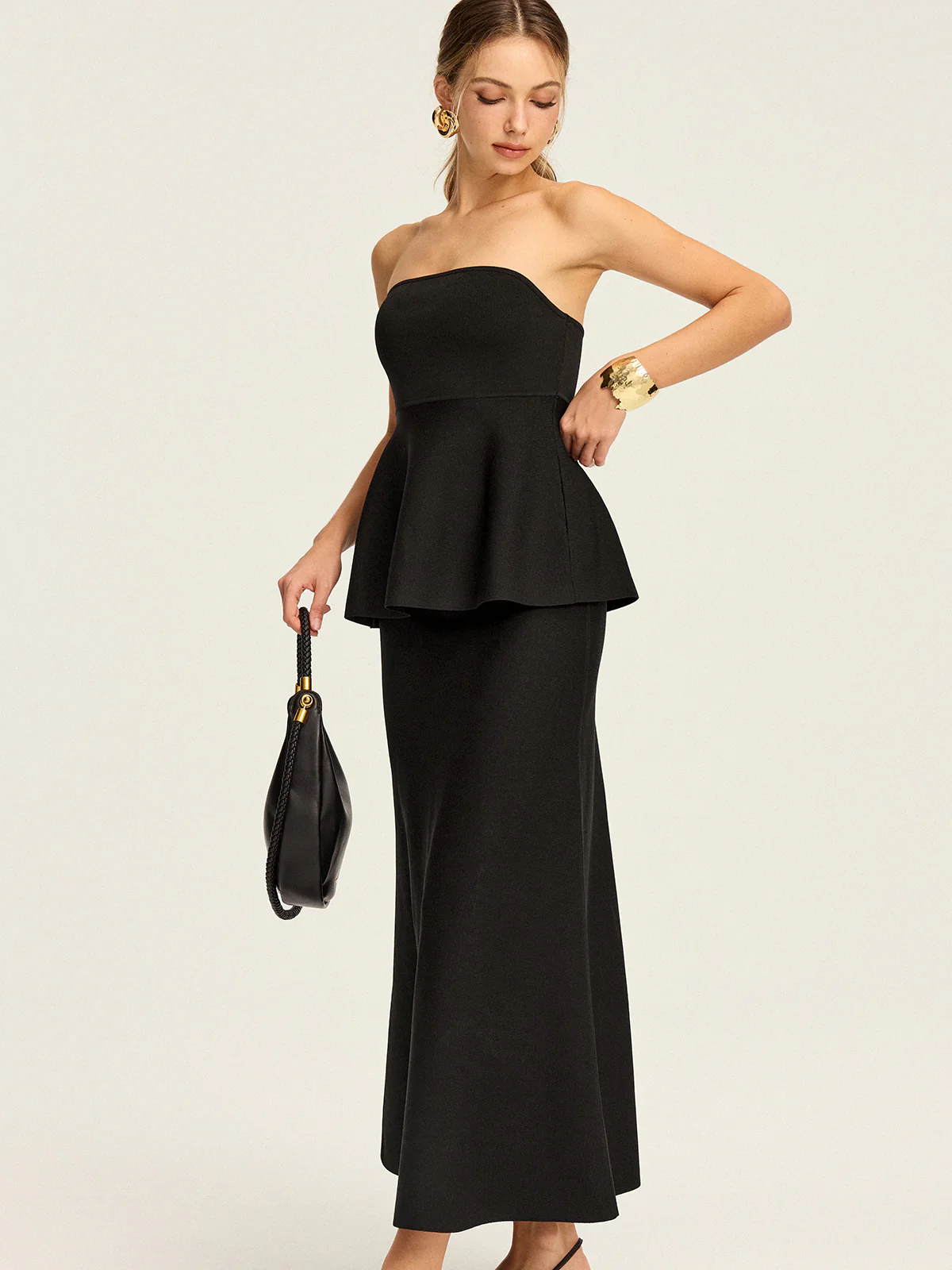 Knit Strapless Peplum Top - Wholesalesil