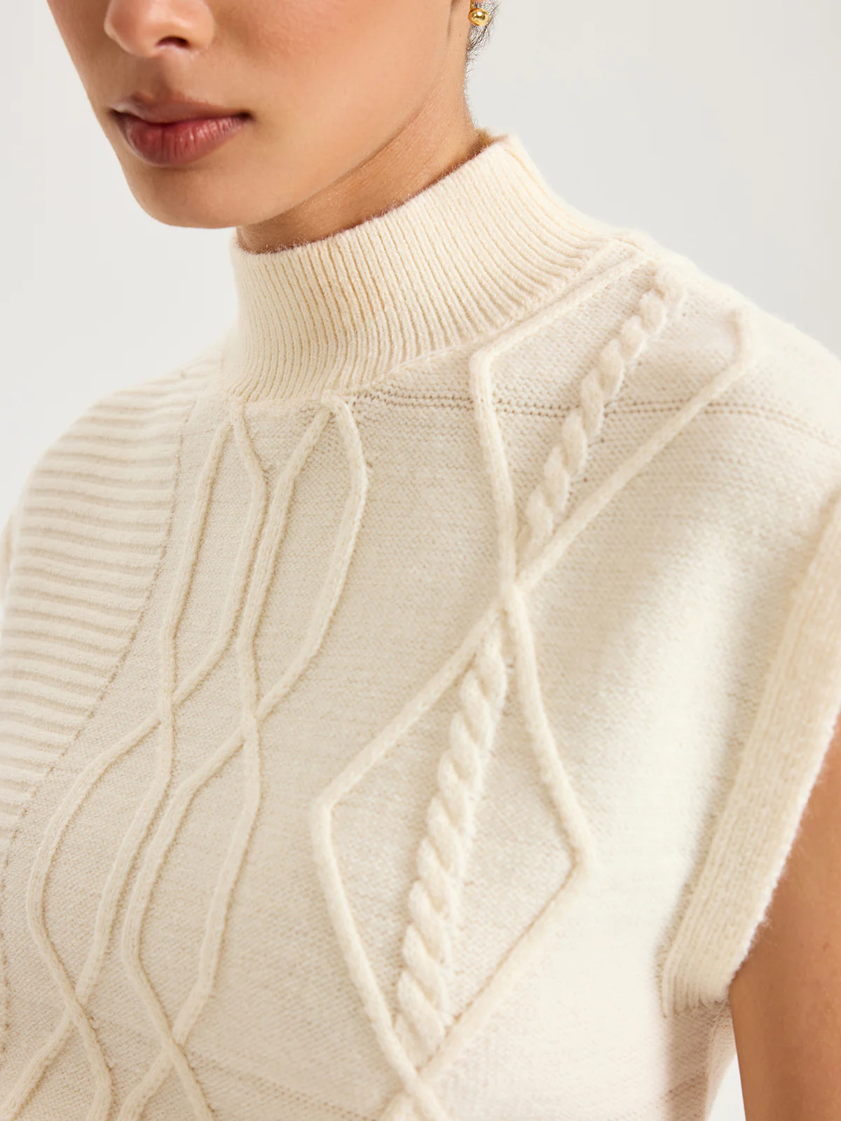 Mock Neck Cap Sleeve Sweater Vest - Wholesalesil