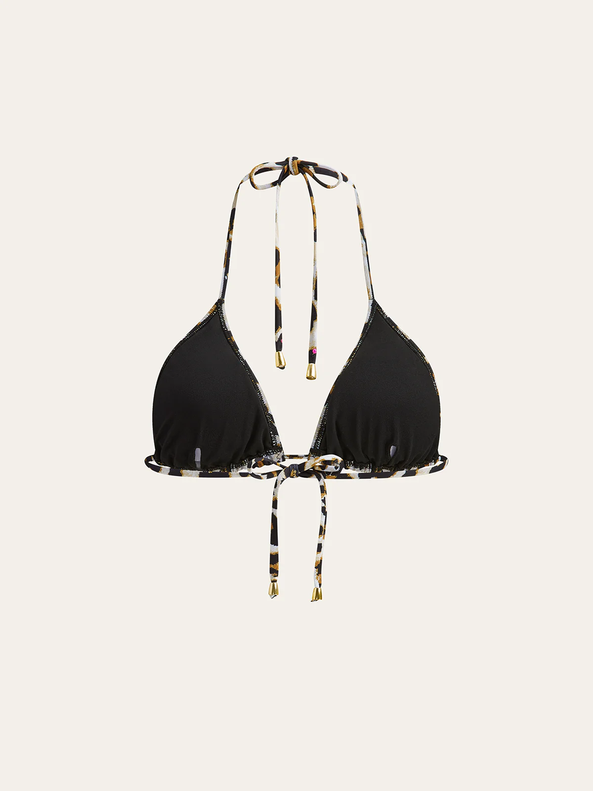 Leopard Print Triangle Bikini Top with Tie-Back - Wholesalesil