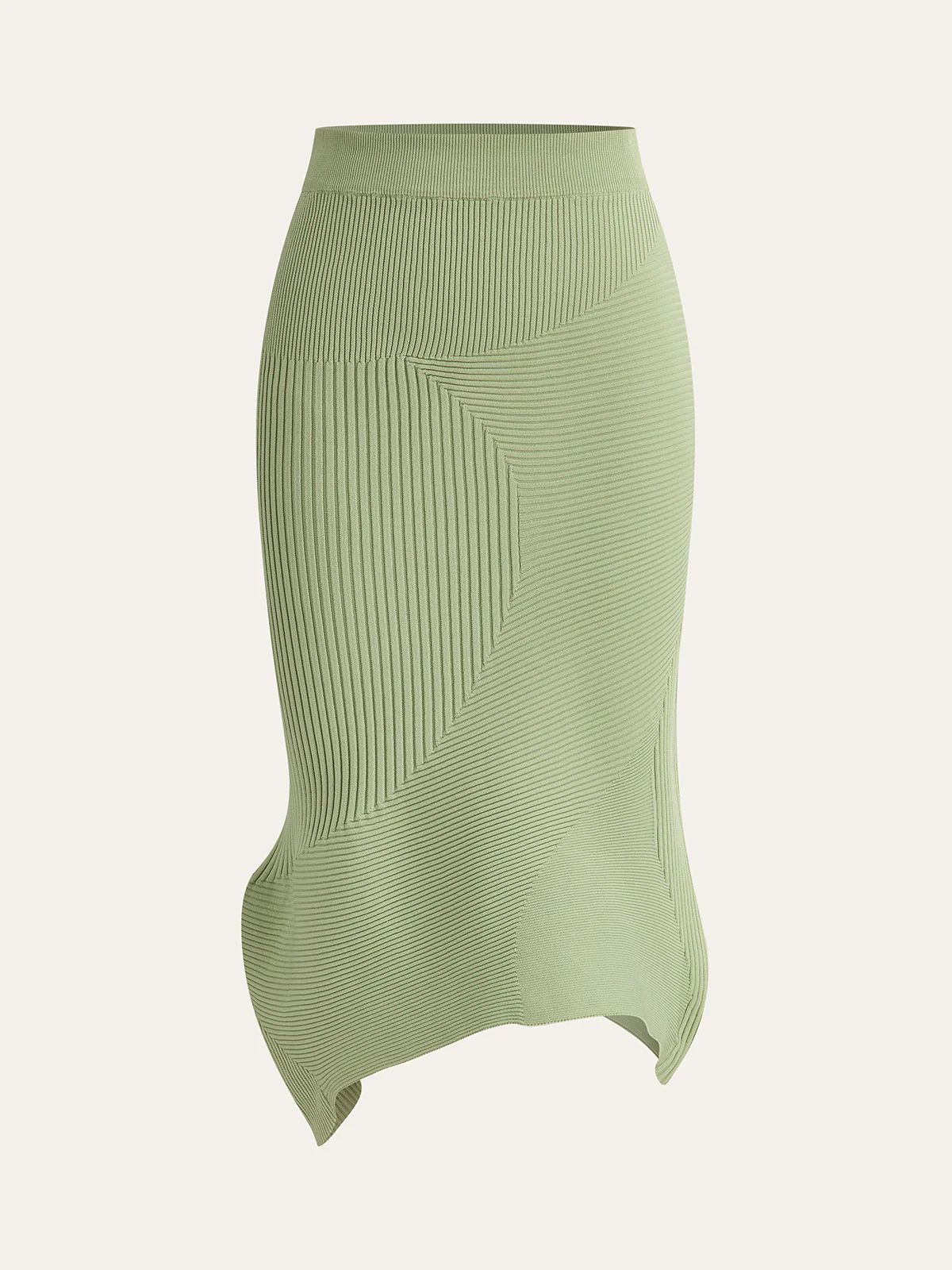 Textured Asymmetric Hem Knit Midi Skirt - Wholesalesil
