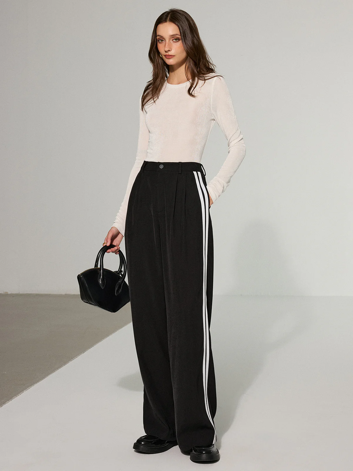 Casual Side Stripe Wide-Leg Pants - Wholesalesil