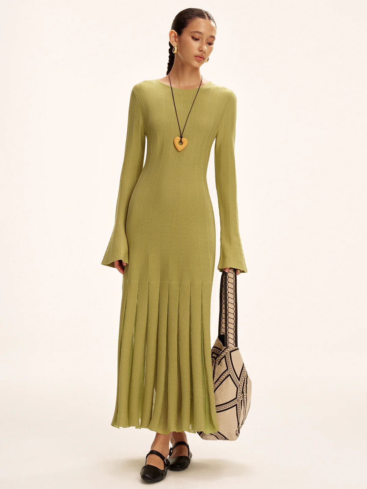 Mesh Pleated Hem Knit Maxi Dress - Wholesalesil