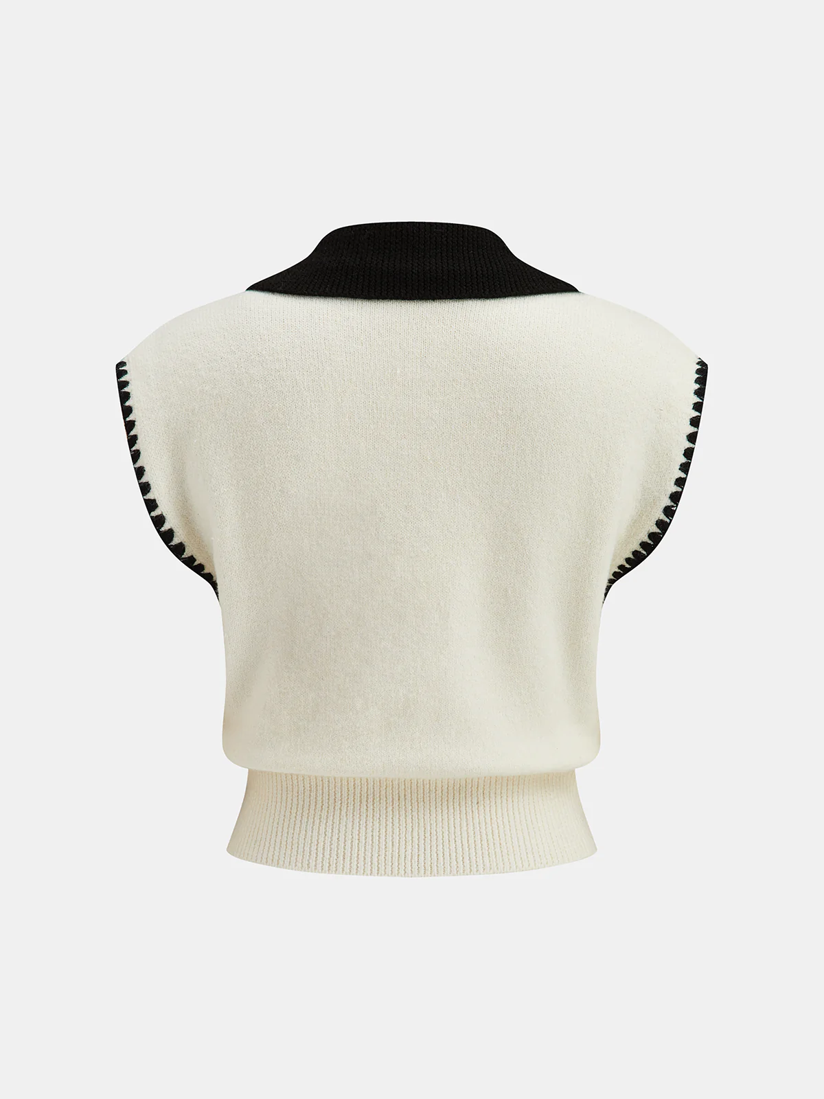 Contrast Collar Knit Vest - Wholesalesil