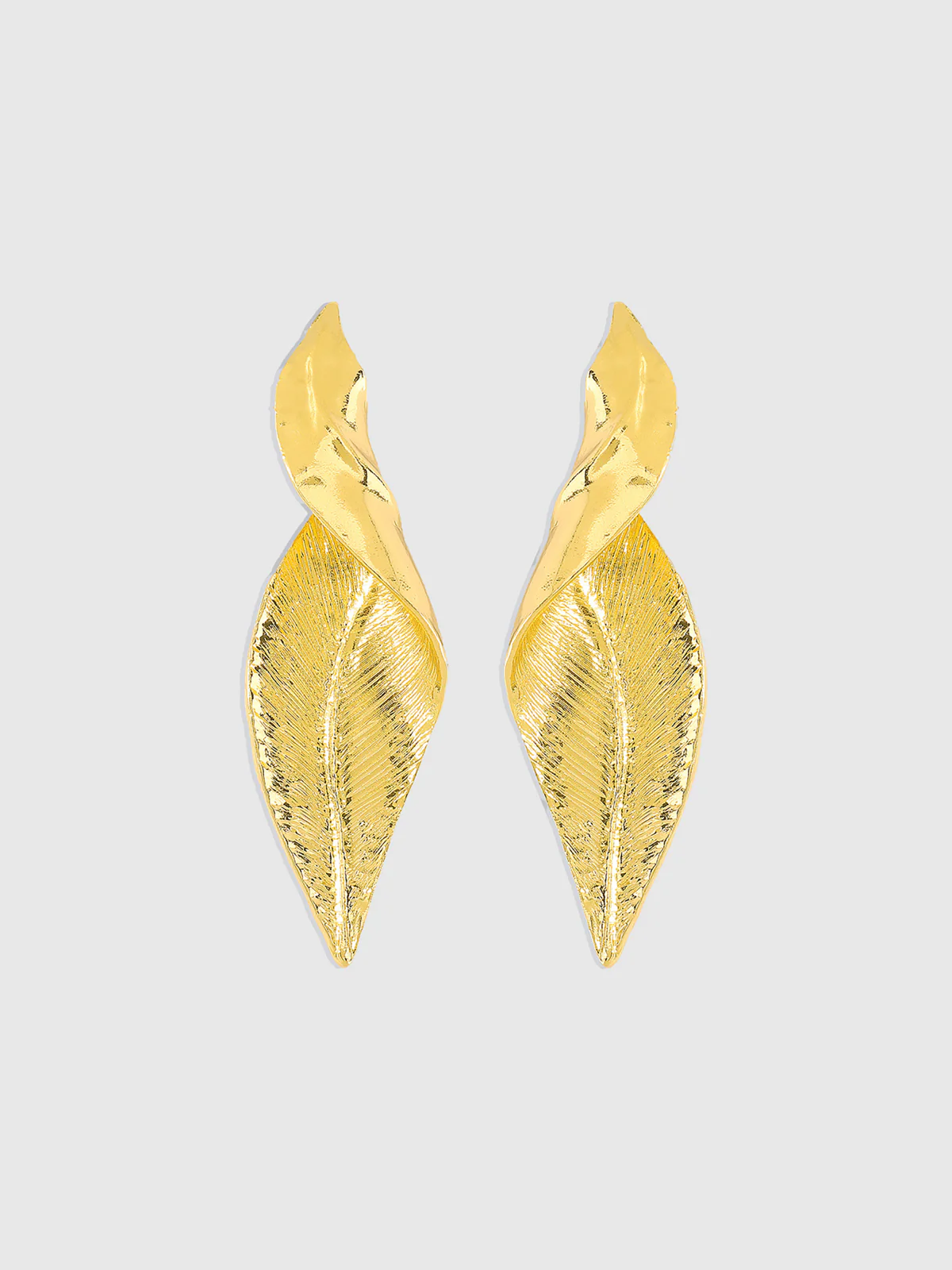 Golden Leaf-Shaped Drop Earrings - Wholesalesil