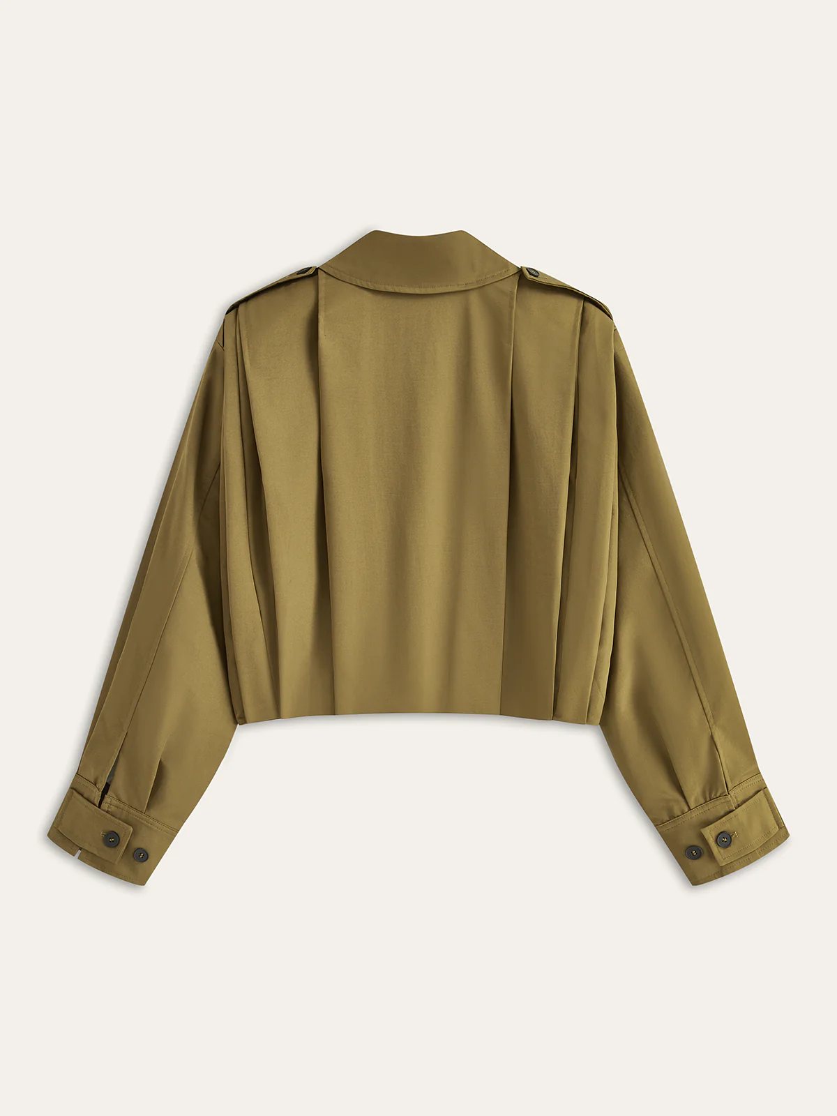 Pleated Cropped Trench Coat - Wholesalesil