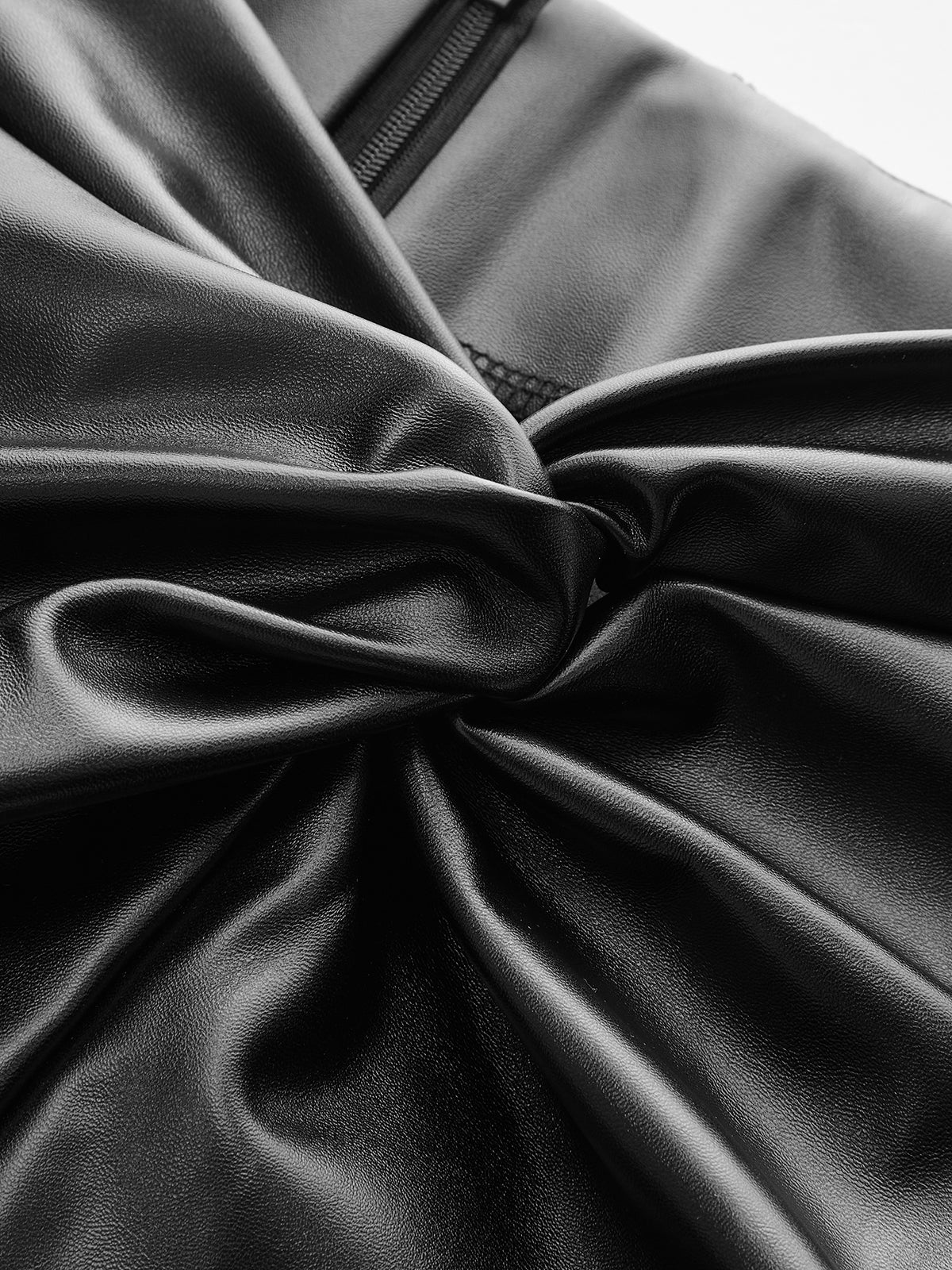 Knot Detail PU Leather Midi Skirt - Wholesalesil