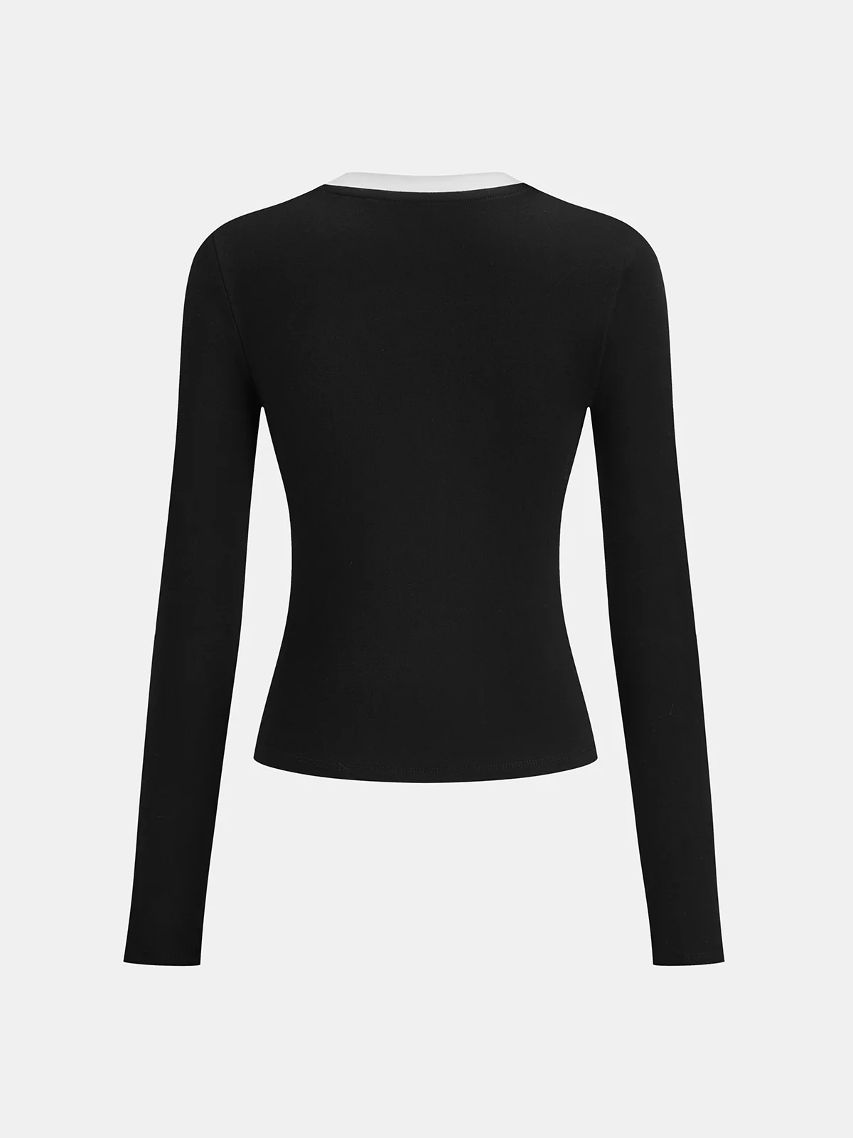 Contrast Trim Asymmetric Neckline T-Shirt - Wholesalesil