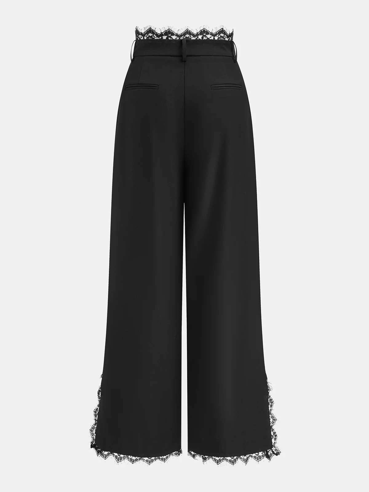 Lace Trim Wide-Leg Pants - Wholesalesil