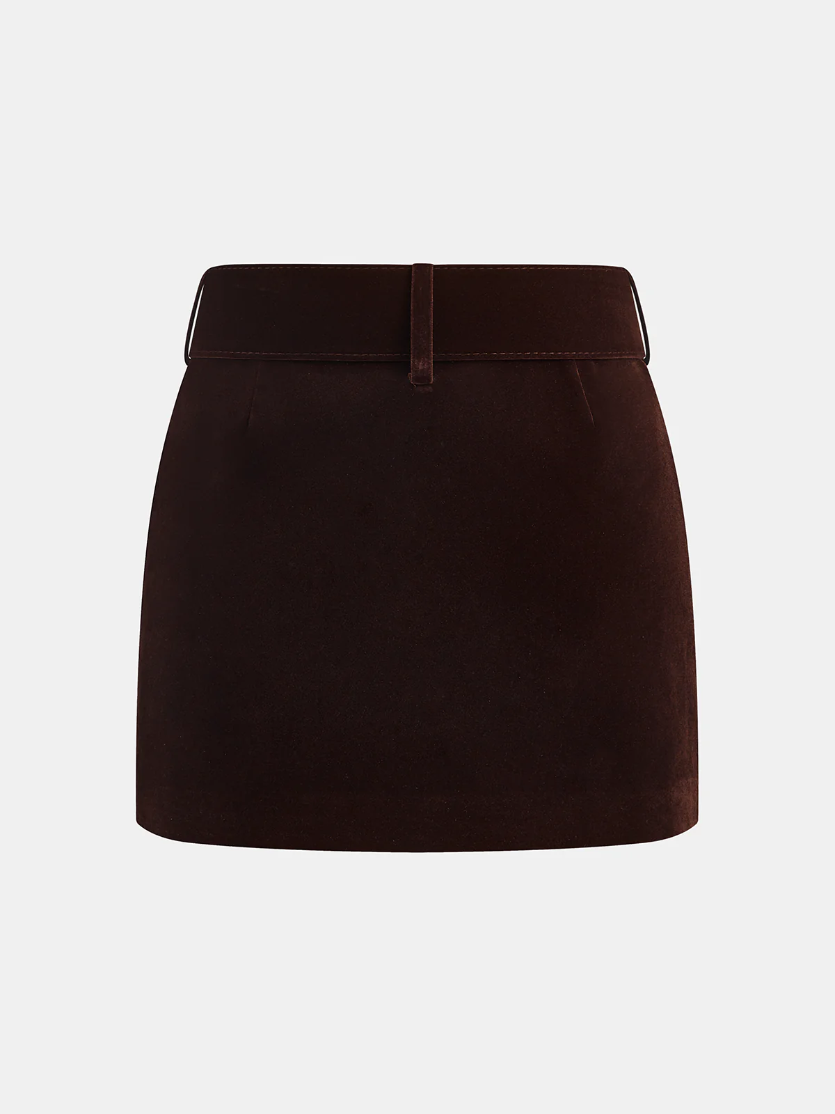 Belted Velvet Mini Skirt - Wholesalesil