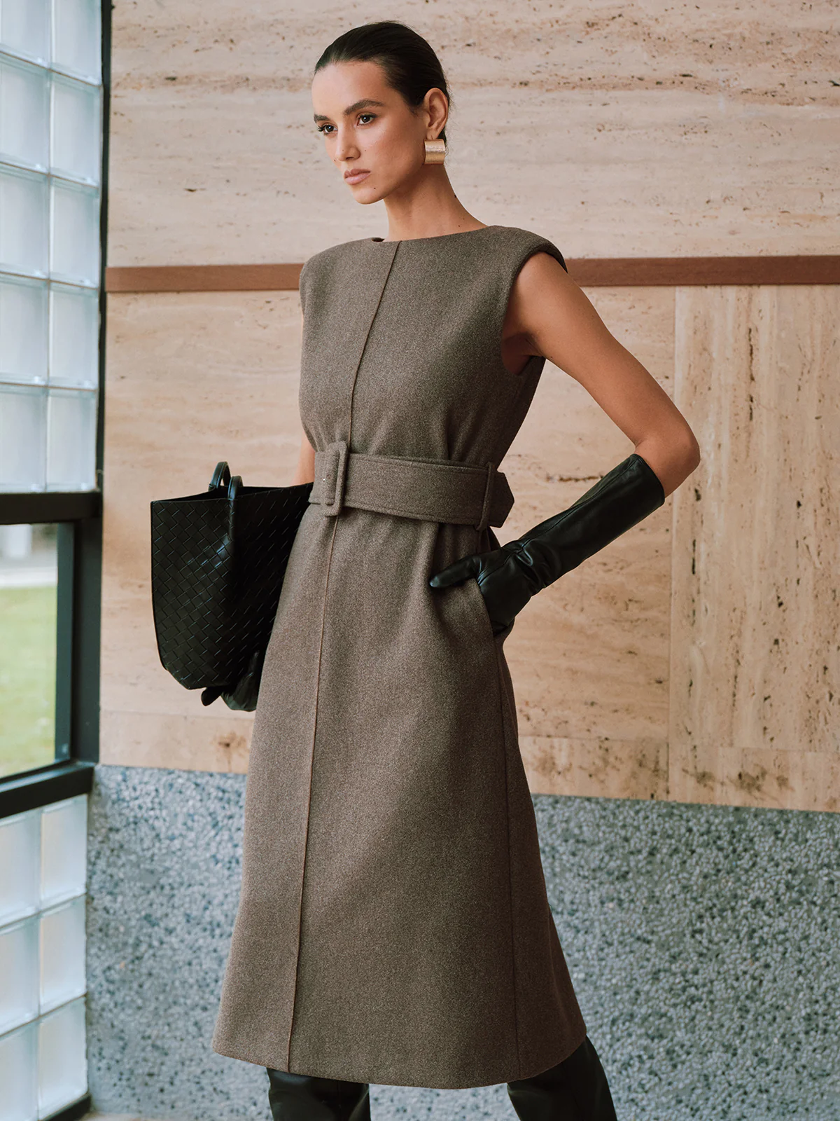 Belted Sleeveless Midi Dress - Wholesalesil