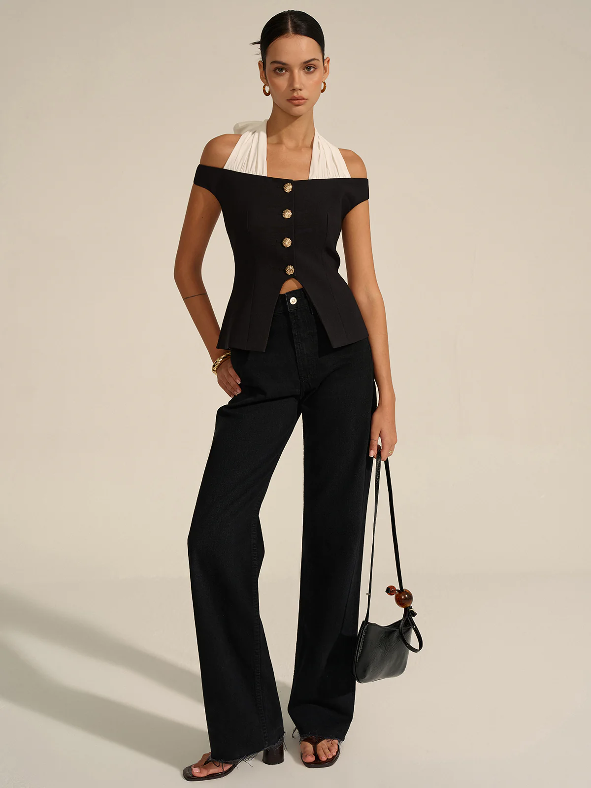 Off-Shoulder Halter Neck Blouse - Wholesalesil