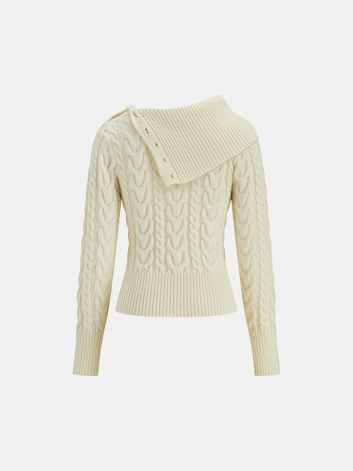 Asymmetric Collar Cable Knit Sweater - Wholesalesil