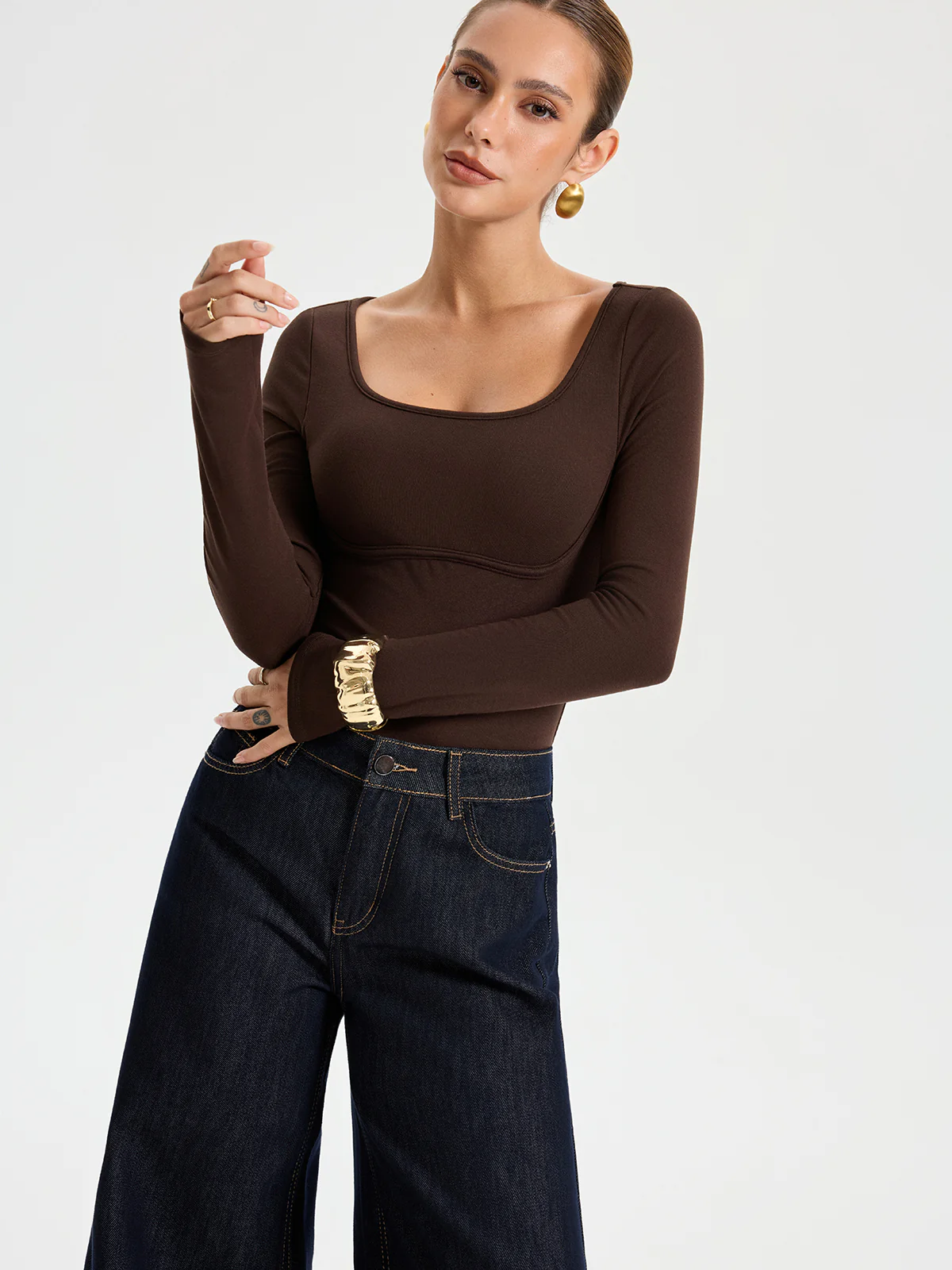 Bra-free Square Neck Bodysuit - Wholesalesil