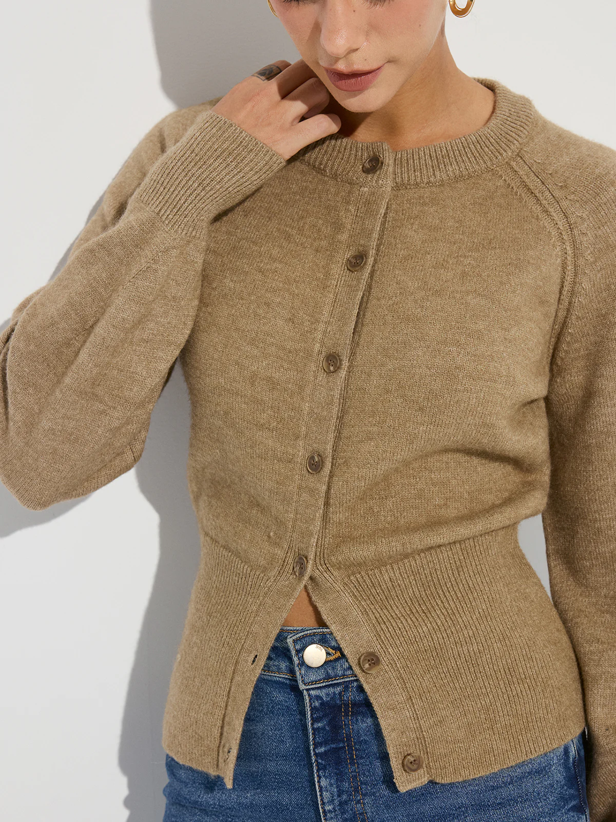 Cinched Waist Knit Cardigan - Wholesalesil