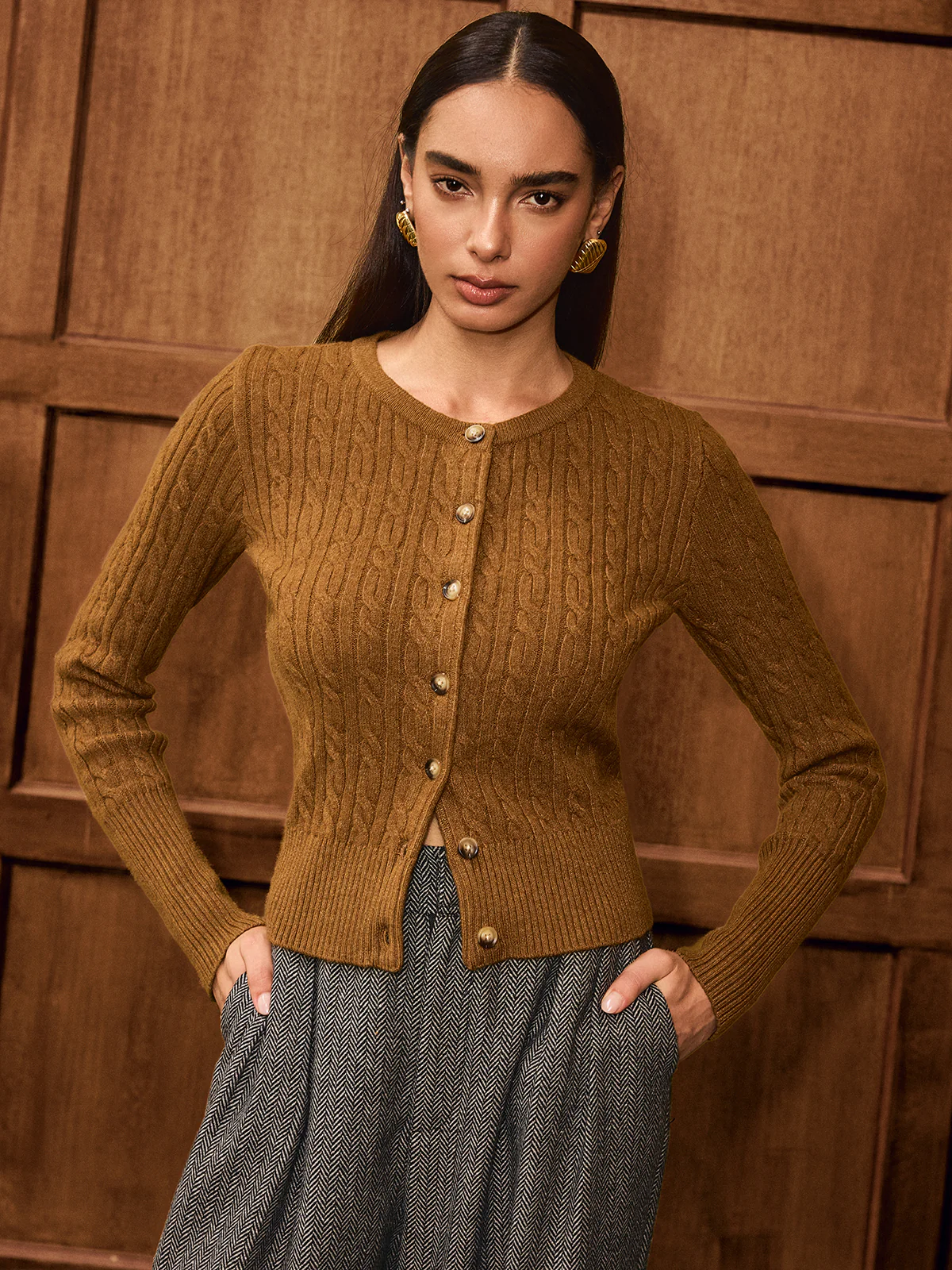 Button-Front Cable-Knit Cardigan - Wholesalesil