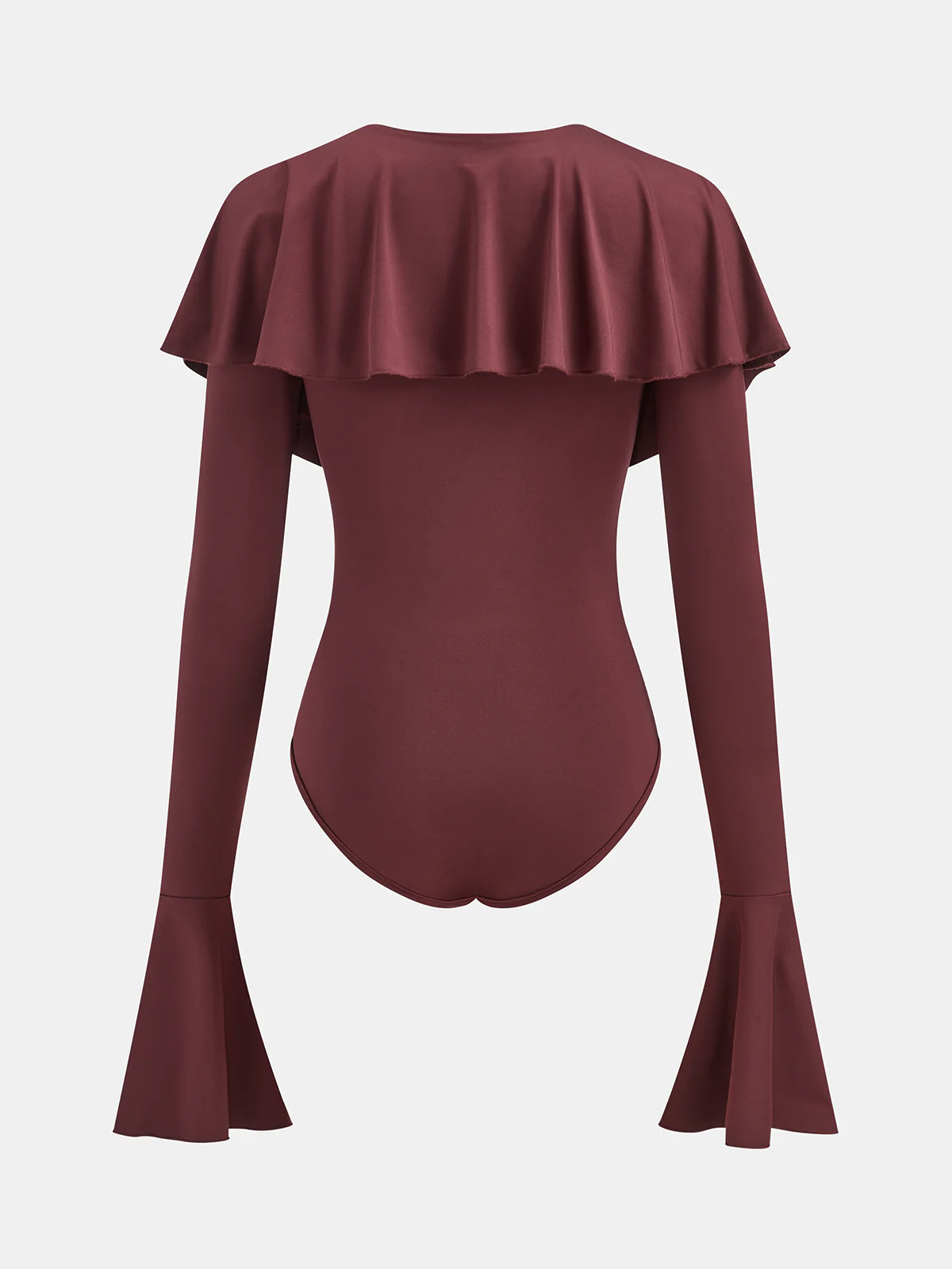 Ruffled V-Neck Bell-Sleeve Bodysuit - Wholesalesil
