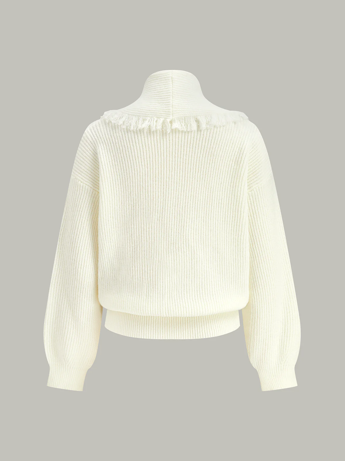 Wrap Fringe Wool Blend Sweater - Wholesalesil