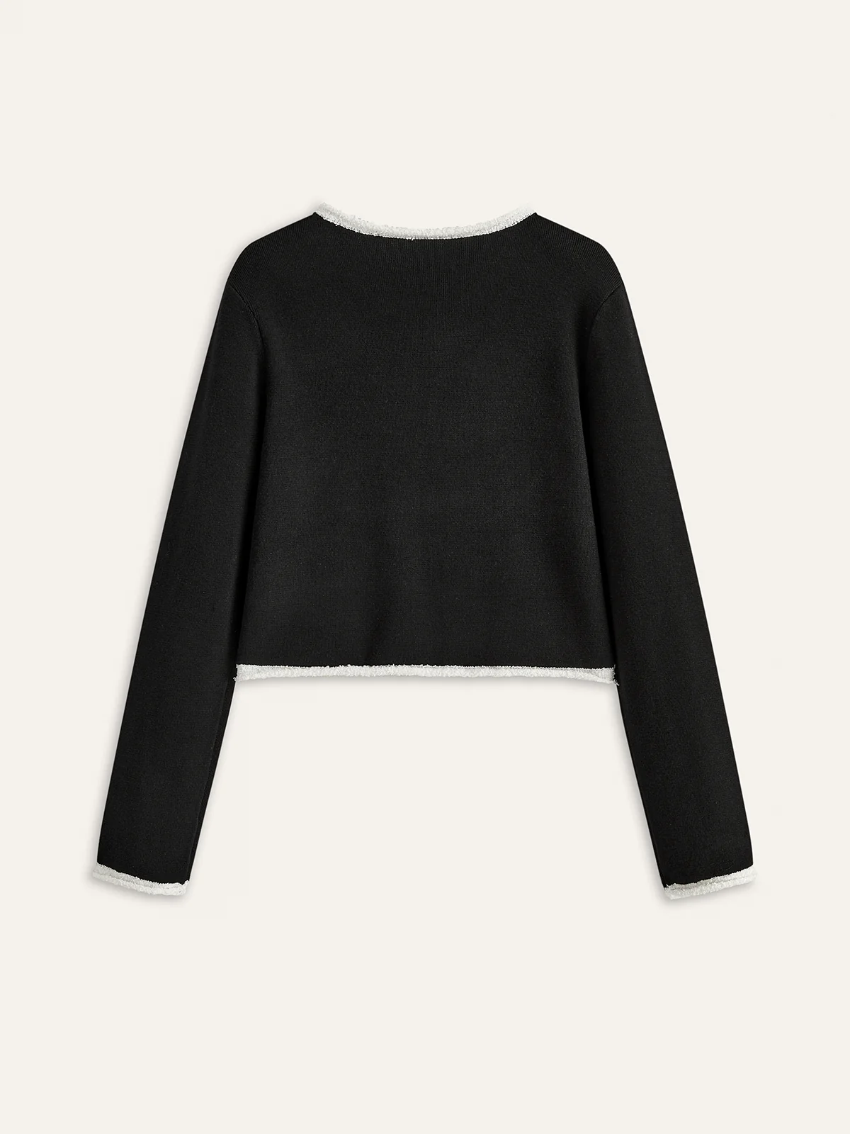 Contrast Trim Wool-Blend Cardigan - Wholesalesil