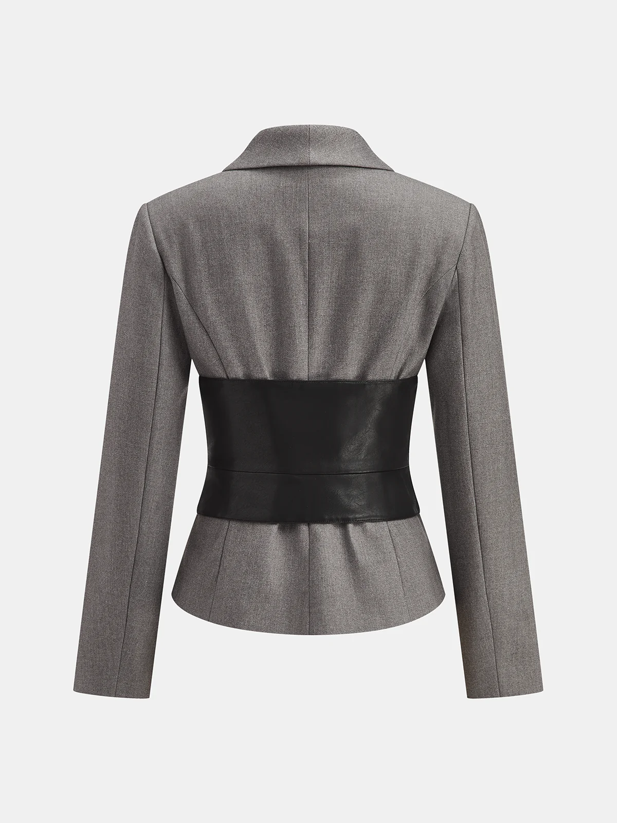 Detachable Waist Belt Lapel Tailored Blazer - Wholesalesil