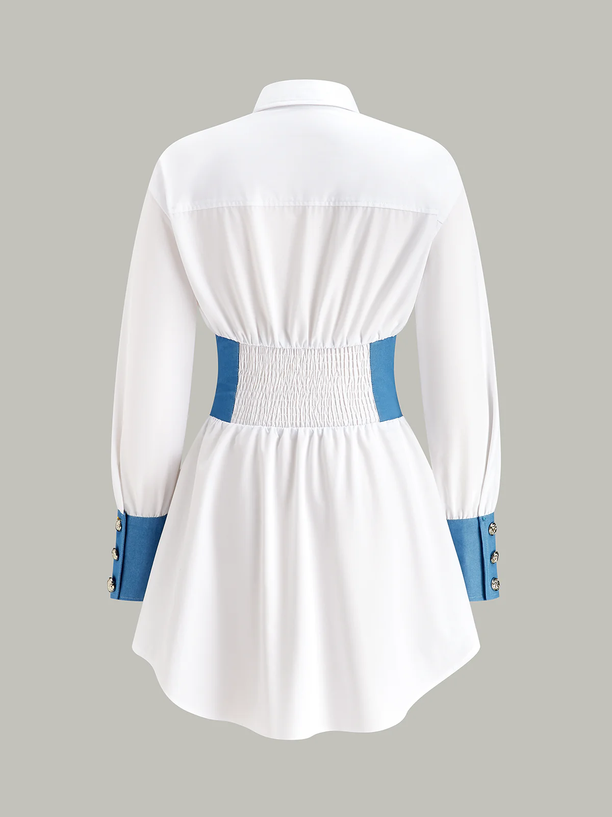 Contrast Panel Button Shirt Dress - Wholesalesil