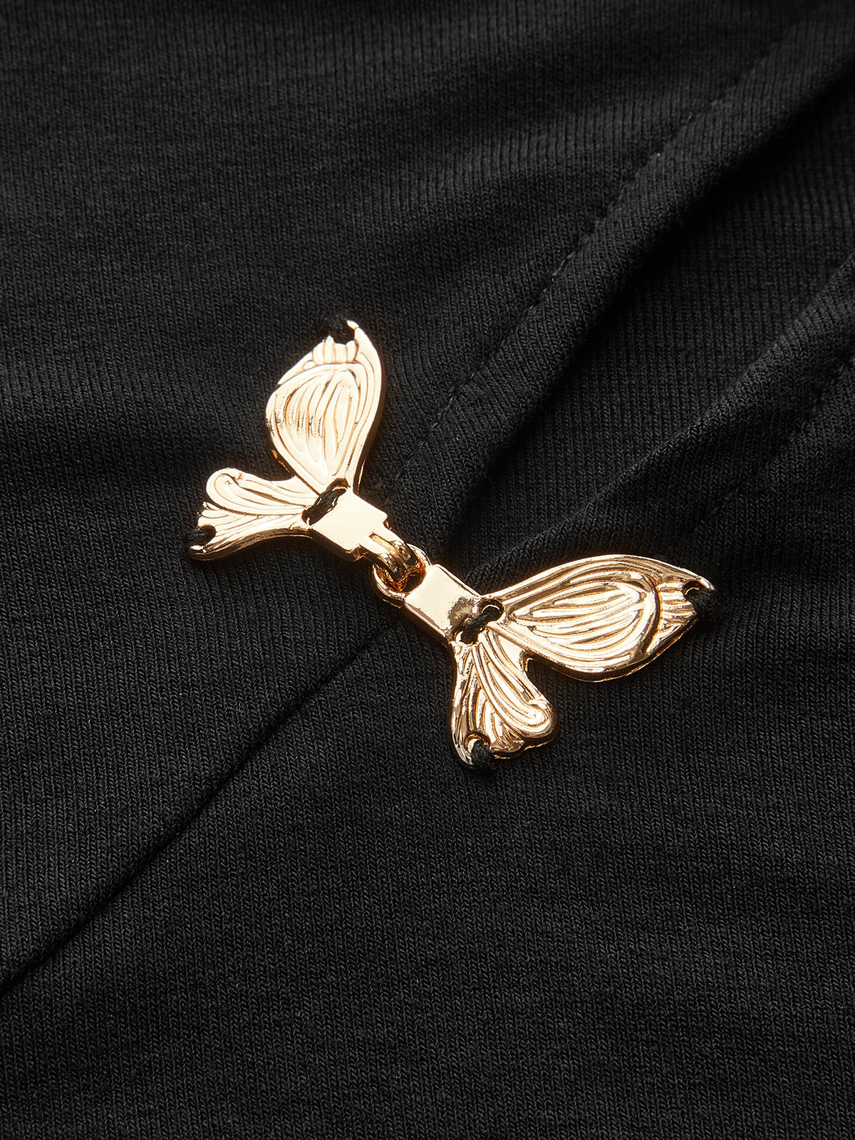 Asymmetric Metal Butterfly Detail Top - Wholesalesil