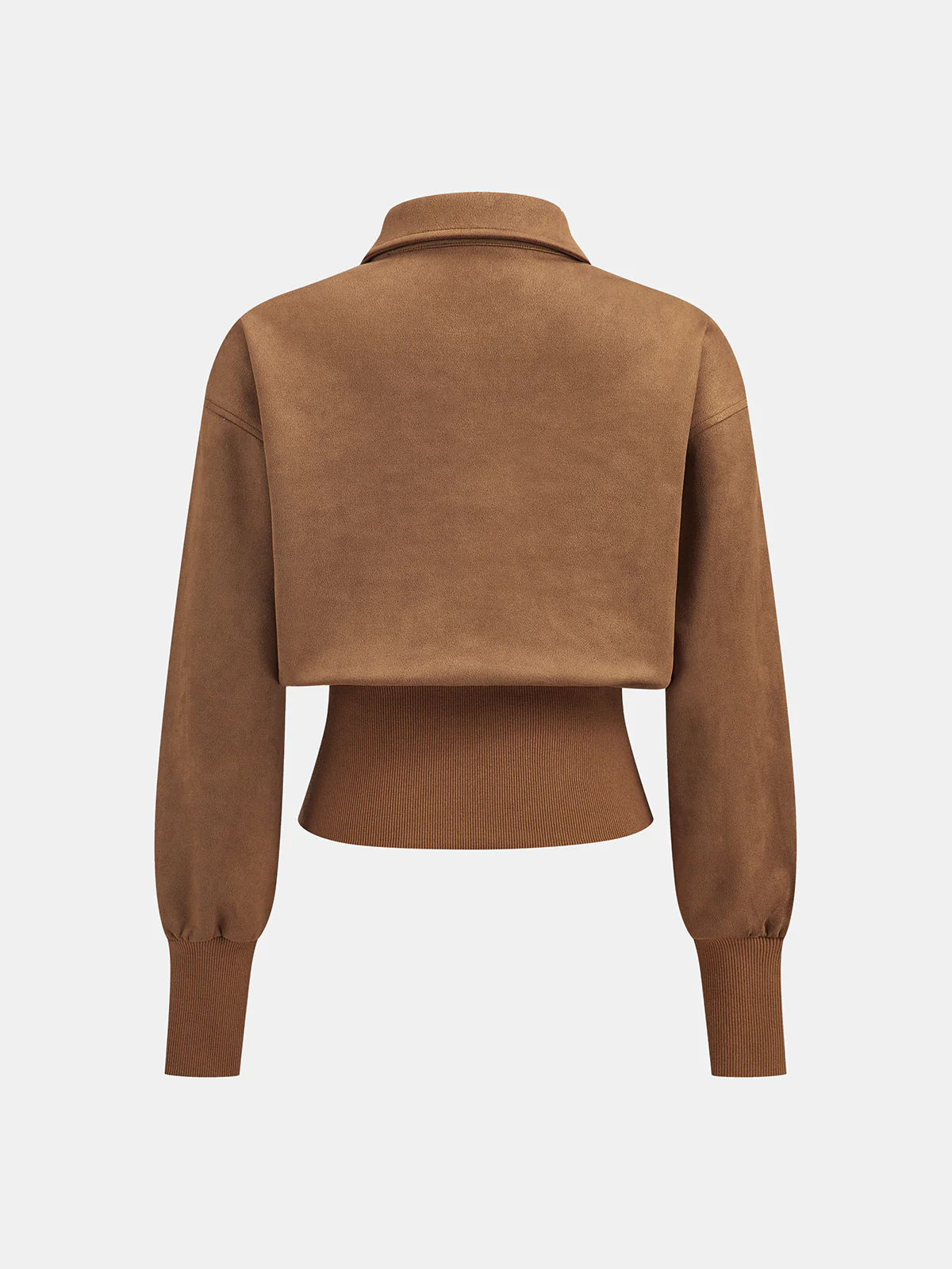 Cinched Waist Button-Front Suede Effect Shirt - Wholesalesil