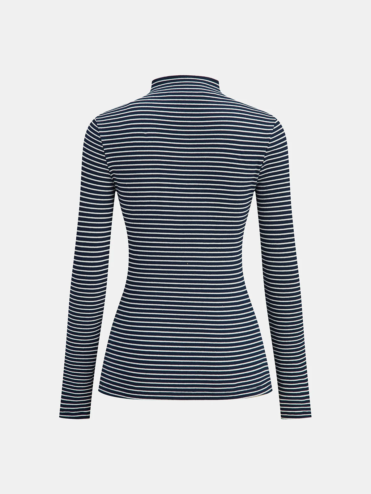 Button-Front Striped Ribbed Knit Top - Wholesalesil