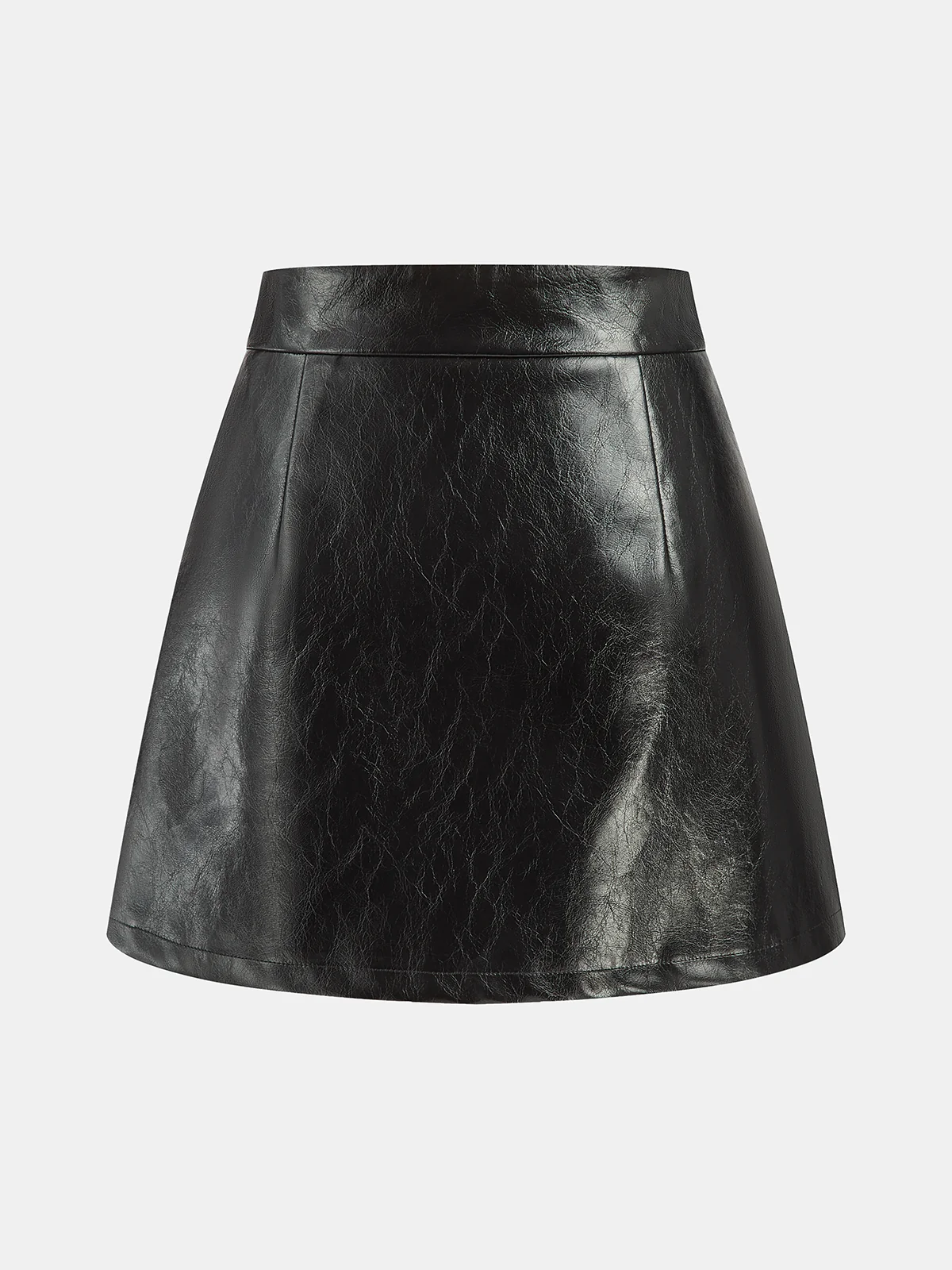 Contrast Pleated Faux Leather Mini Skirt - Wholesalesil